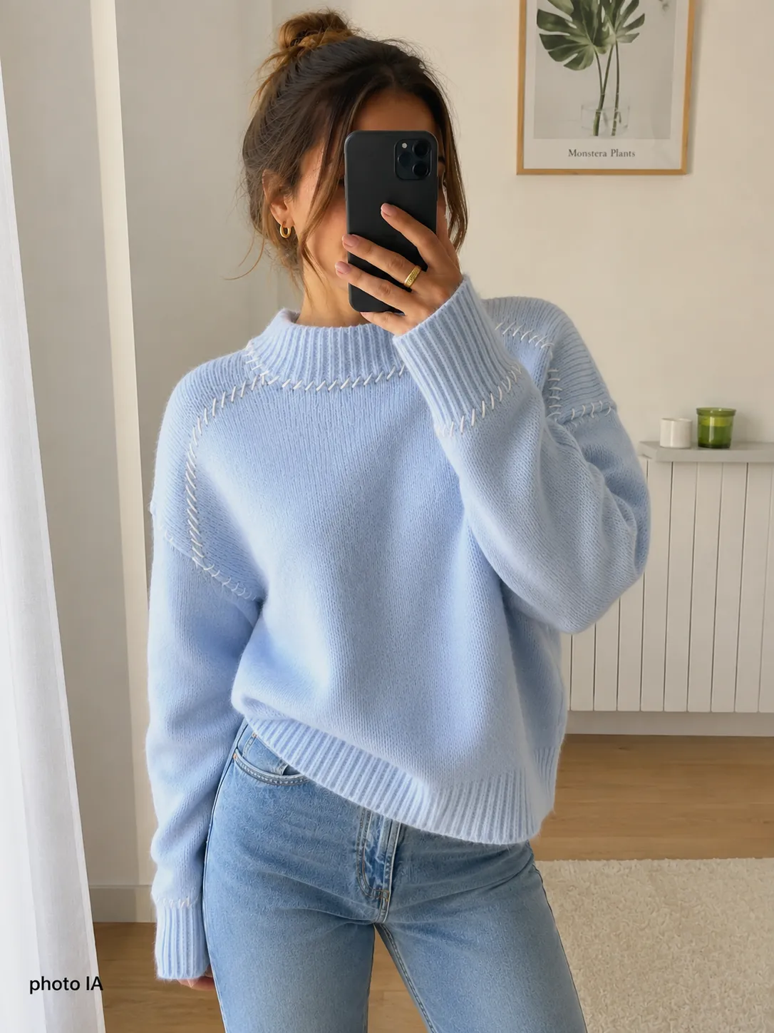 Pull bleu ciel à surpiqûres Scotch&Soda Neuf Mélange Laine Taille S – Scotch&Soda – bleu ciel – taille S 2