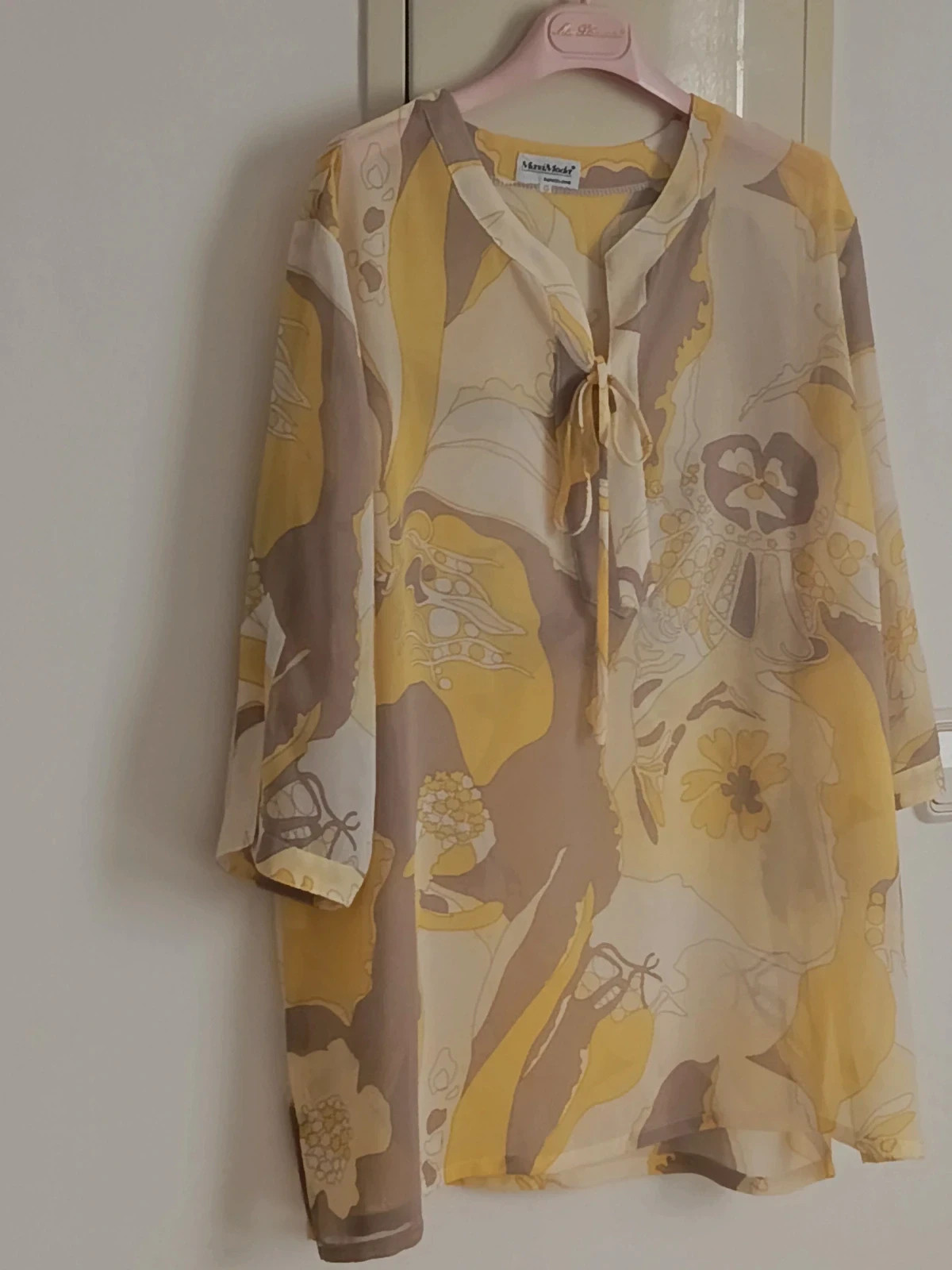 kaftán Maxi Moda de color amarillo y taupe 🔥🔥 – MAXIMODA – taille L / 40 / 12 4