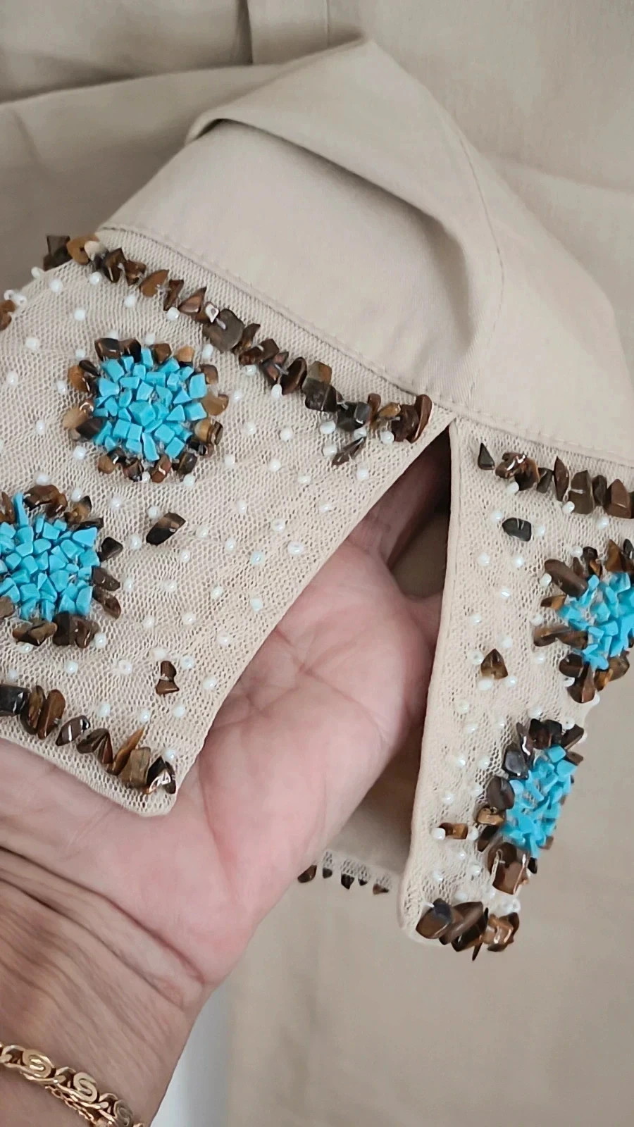 Precioso pantalón italiano Fabrizio lenzi con turquesa y ojo de tigre en los tobillos 🔥🔥 – taille Autre 4