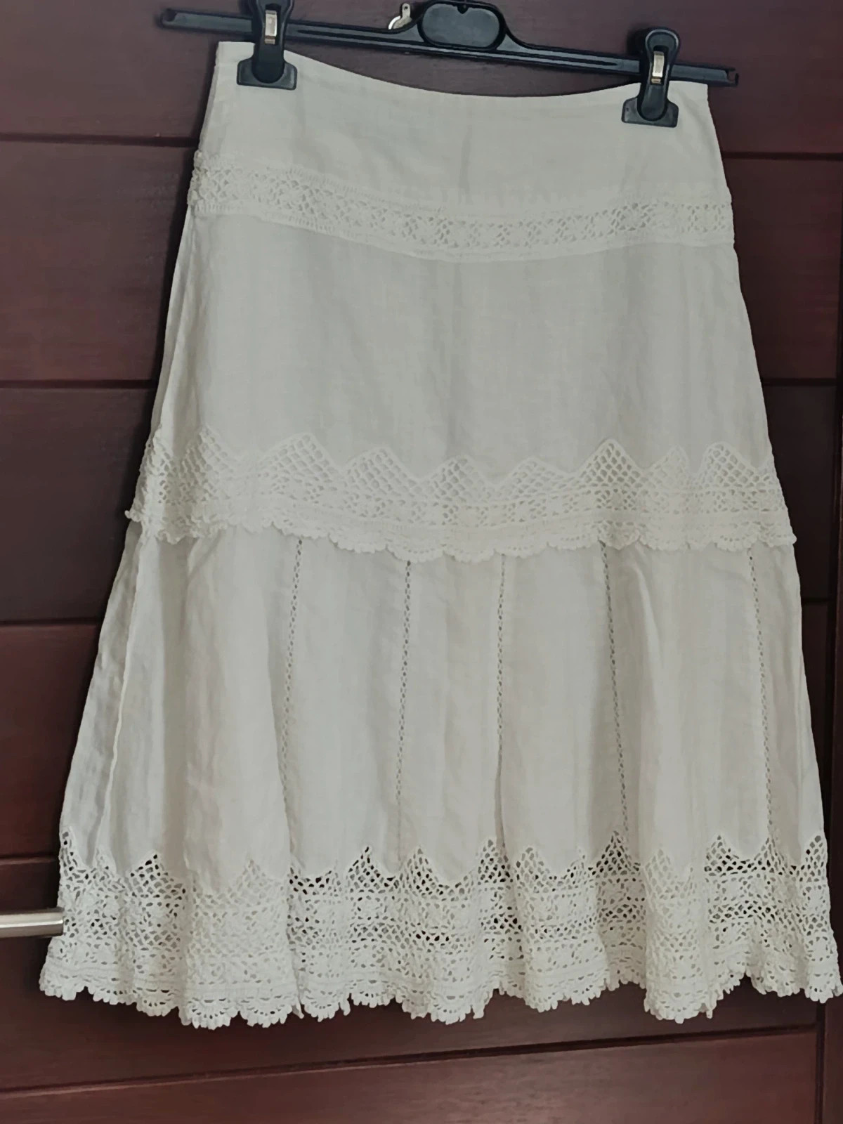 Falda midi premium de lino y encaje de Les Copains Línea Blue🔥🔥S