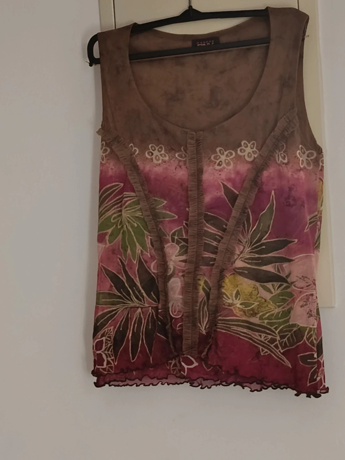 Camiseta Y2K Doble Capa Estampado Tropical y Volantes 🔥🔥 – Daneva – taille Autre