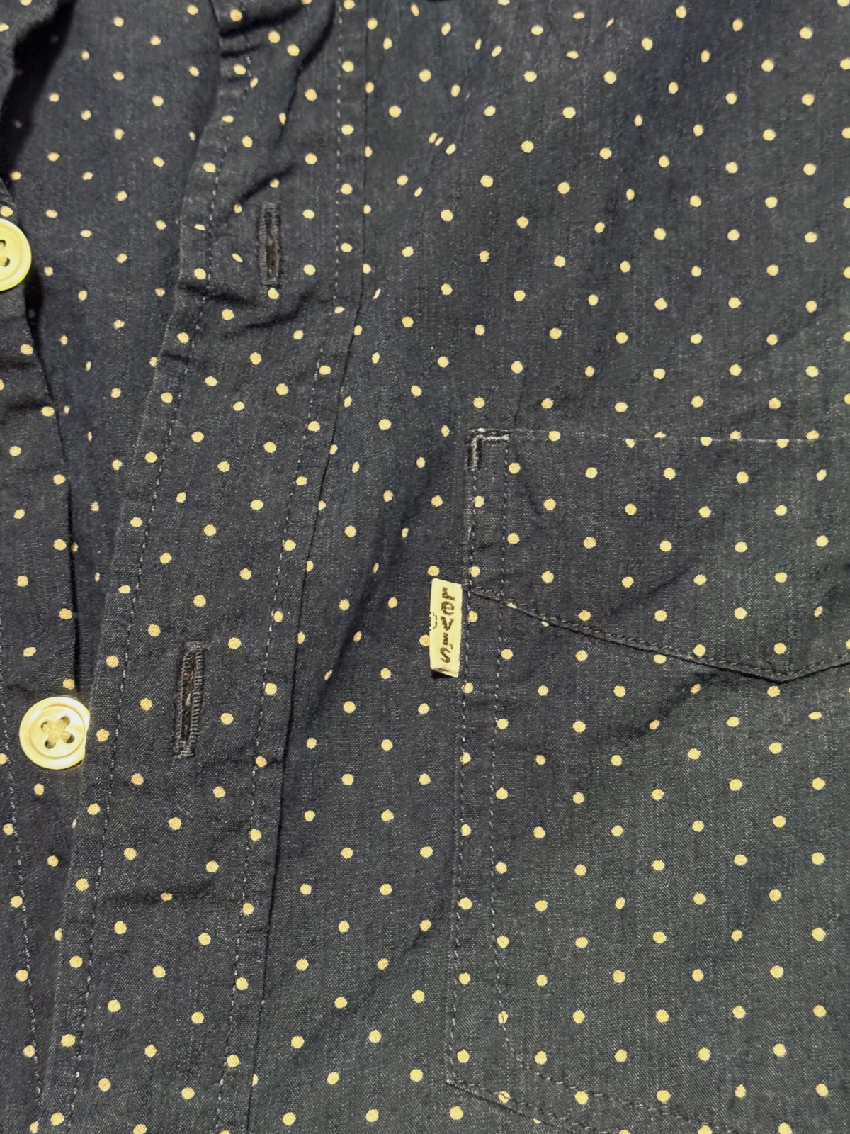 Chemise Levi's bleu marine à pois beige taille M manches longues coton – Levi's – taille M 5