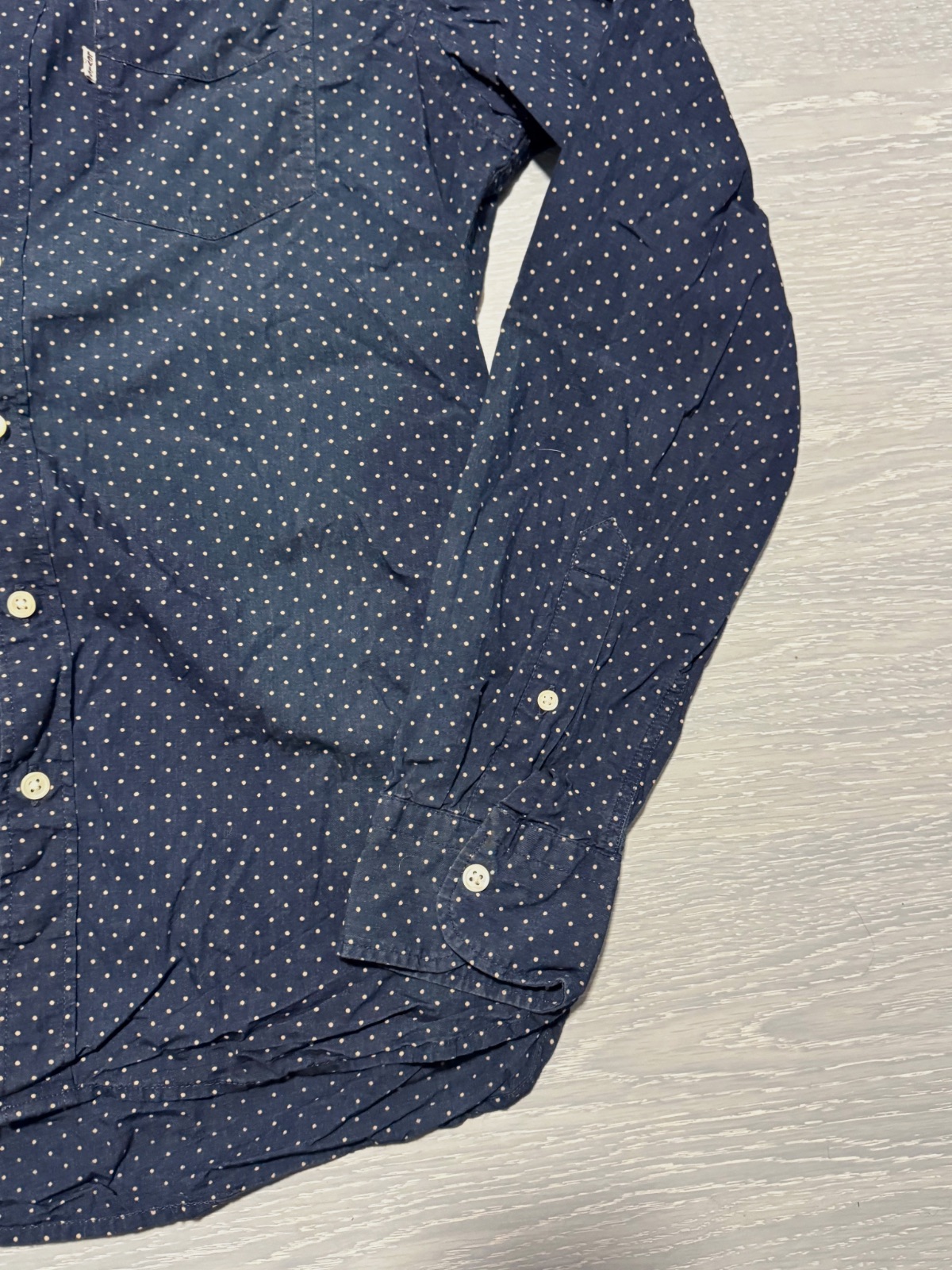 Chemise Levi's bleu marine à pois beige taille M manches longues coton – Levi's – taille M 3