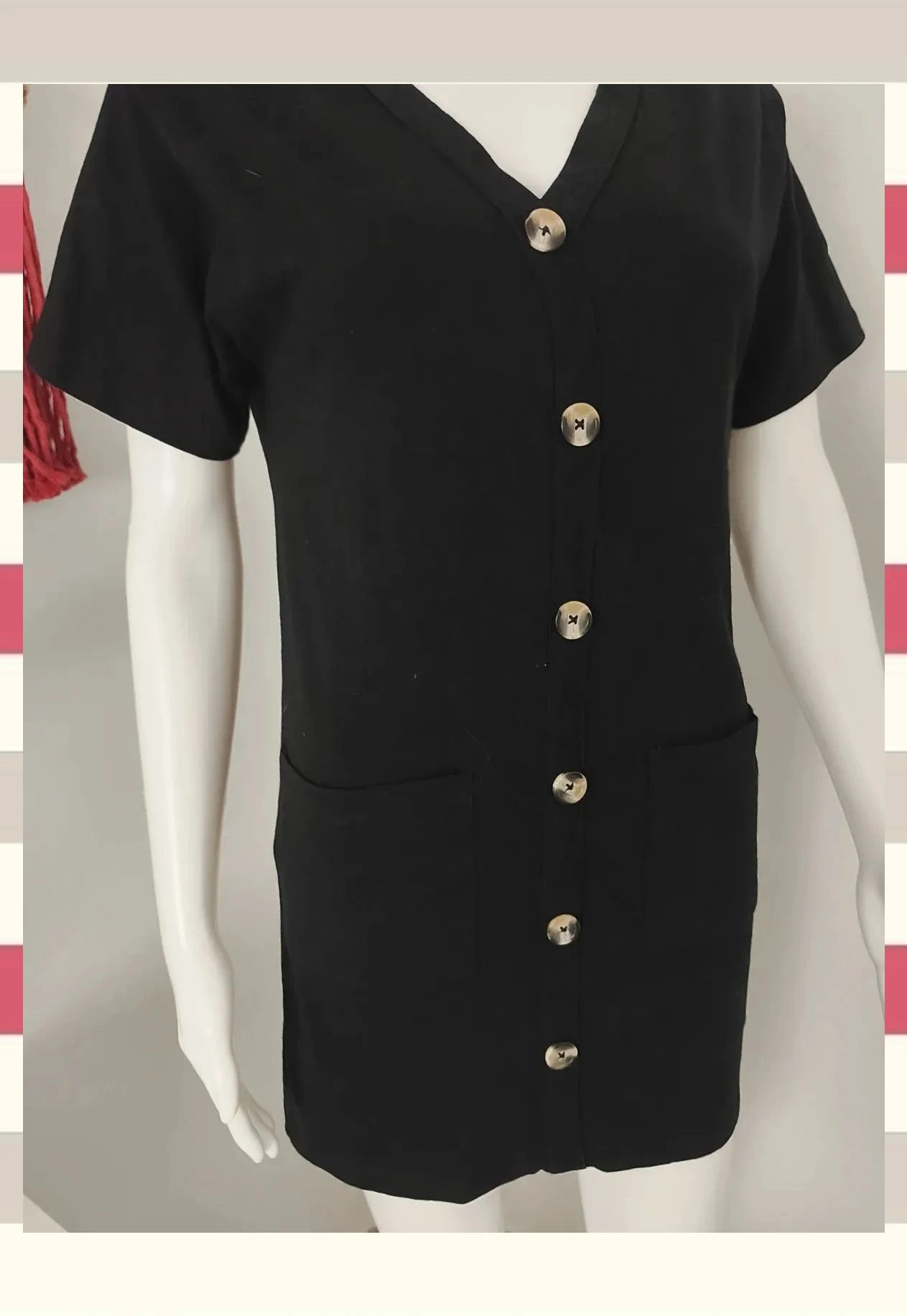 Vestido Corto Negro Botones Carey by Asos – ASOS Design – taille XXS / 32 / 4 5