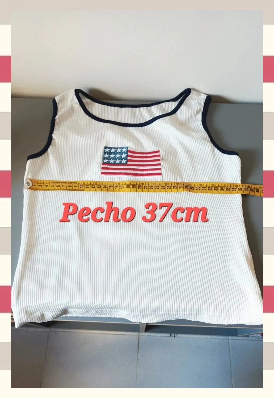 Camiseta canalé Vintage Y2k bandera Americana – La Boutique – taille S / 36 / 8 4