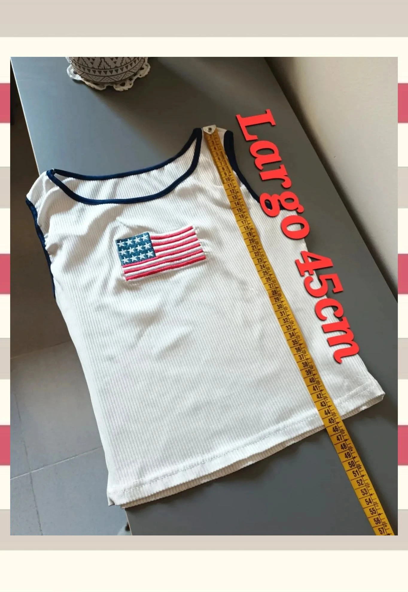 Camiseta canalé Vintage Y2k bandera Americana – La Boutique – taille S / 36 / 8 5