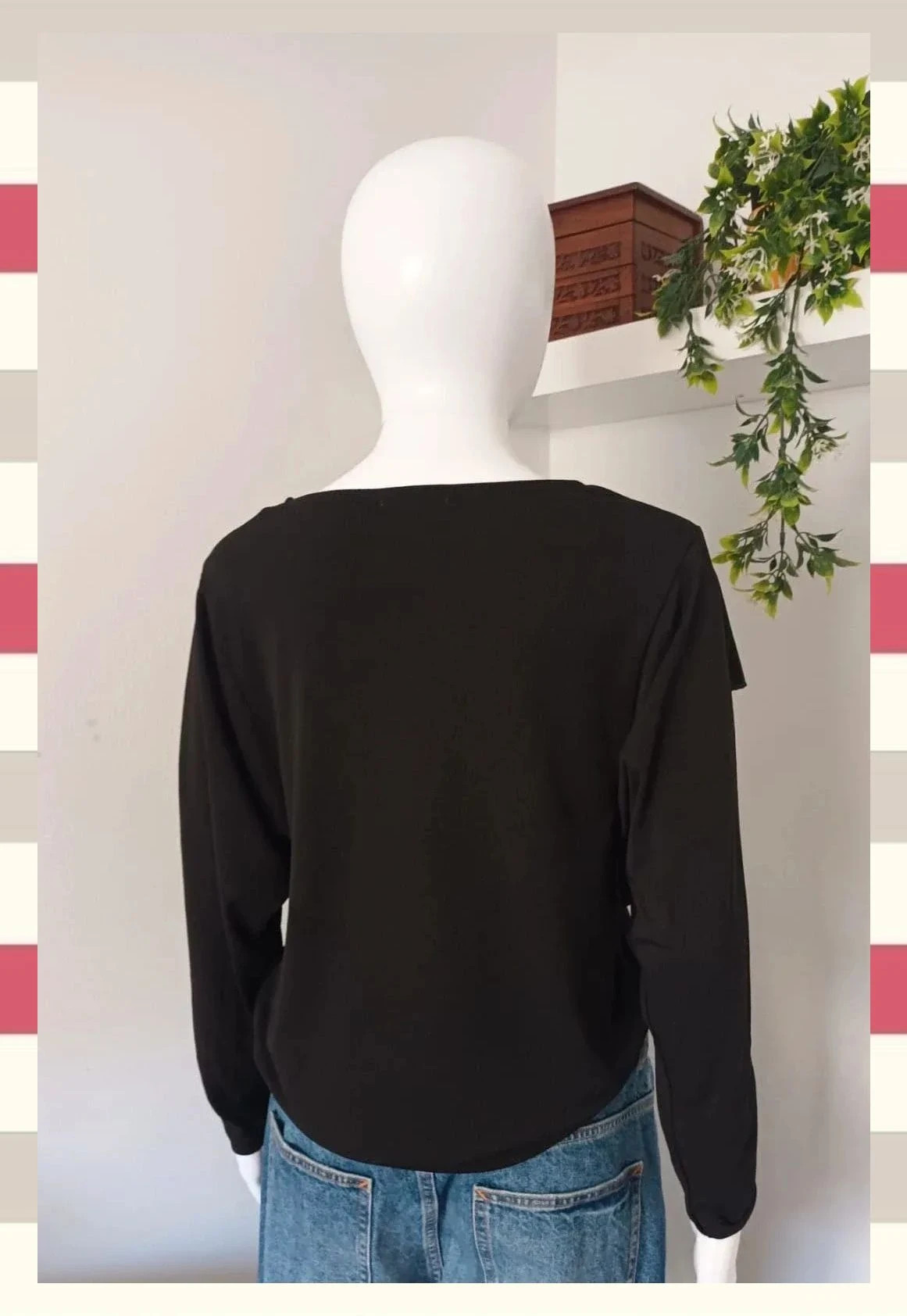 Elegante Blusa Negra con Volantes – Happy Holly – taille M / 38 / 10 2