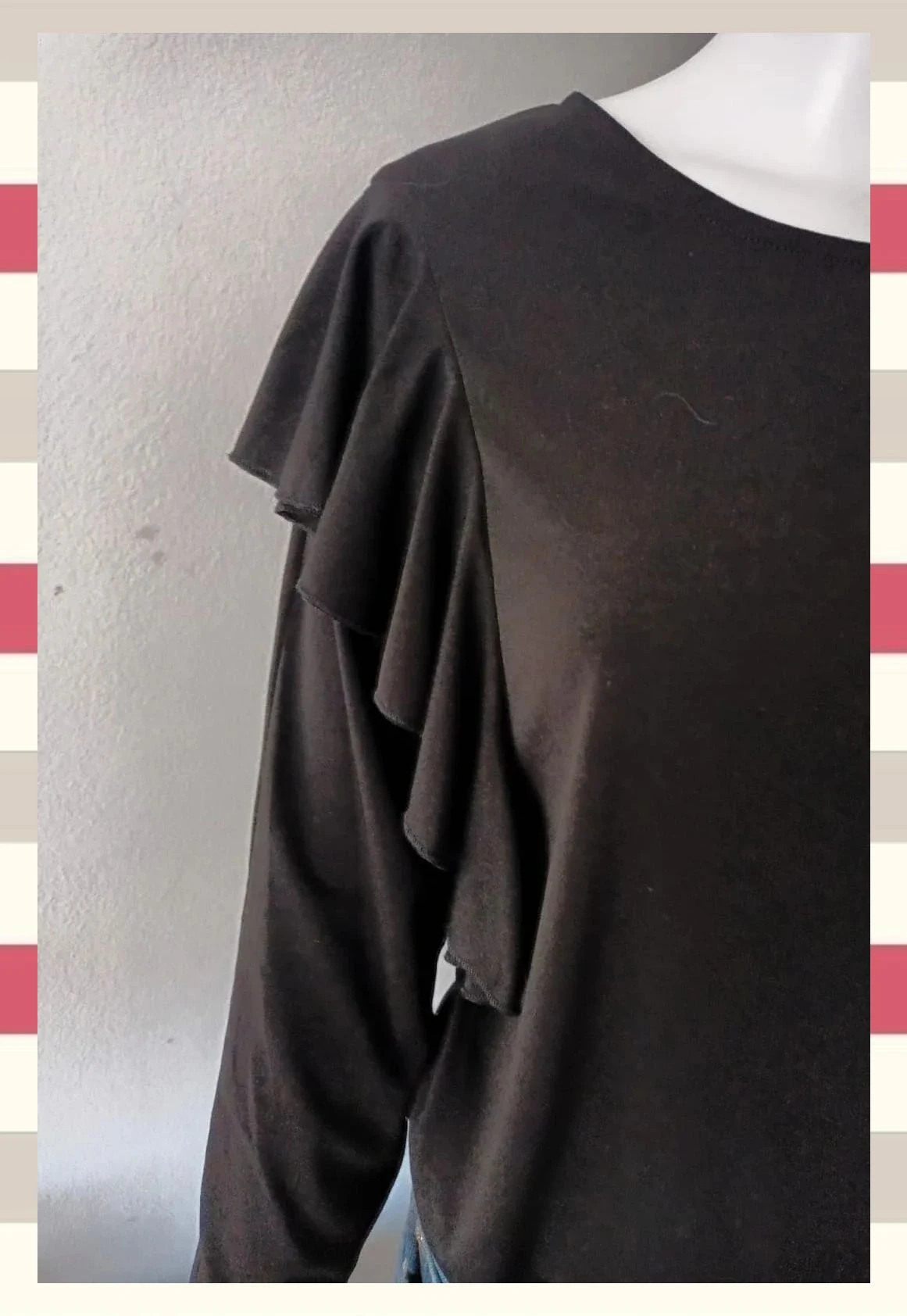 Elegante Blusa Negra con Volantes – Happy Holly – taille M / 38 / 10 3
