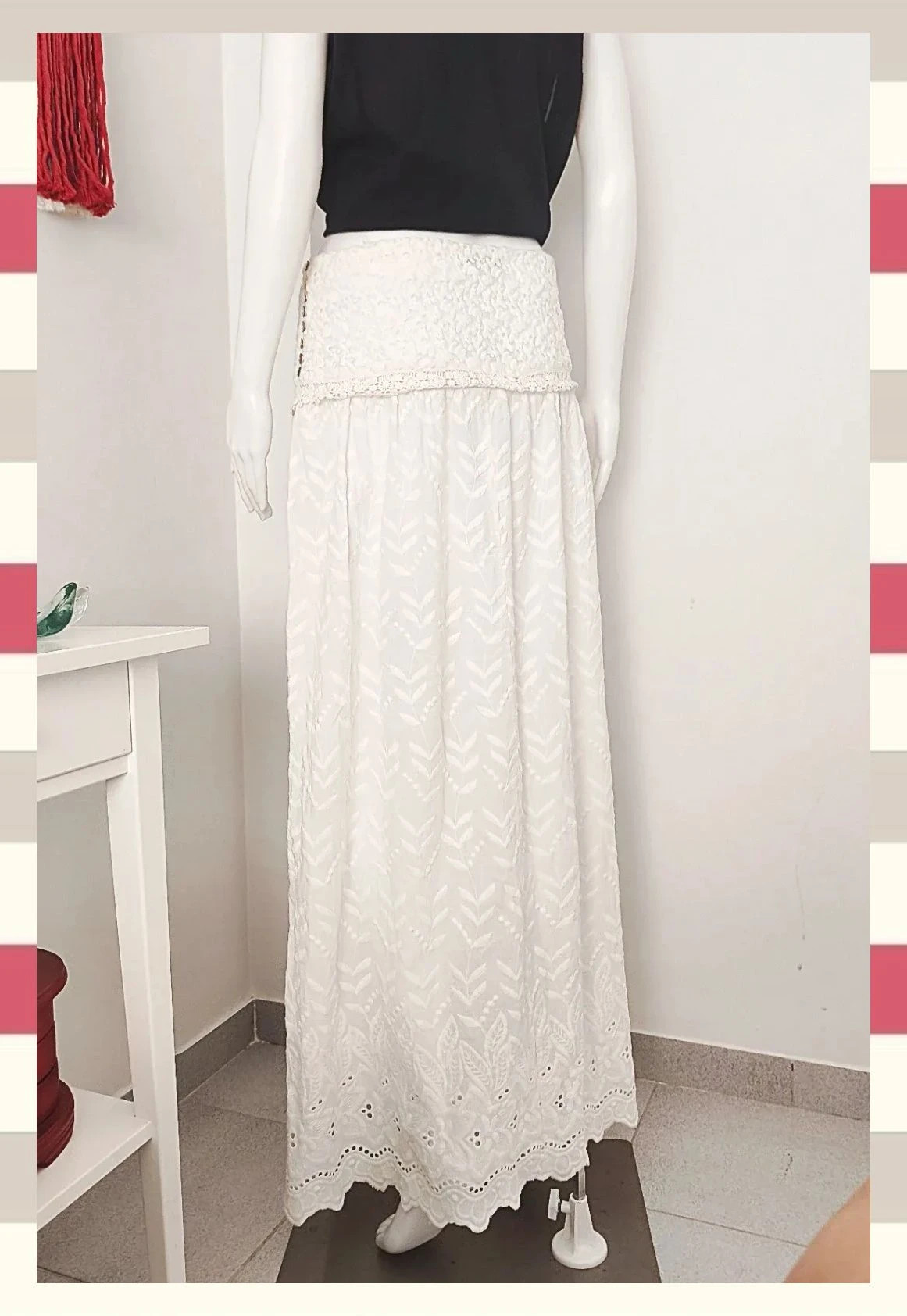 Falda larga blanca Marca Premium Ibiza OndadeMar – ONDADEMAR – taille S / 36 / 8 3