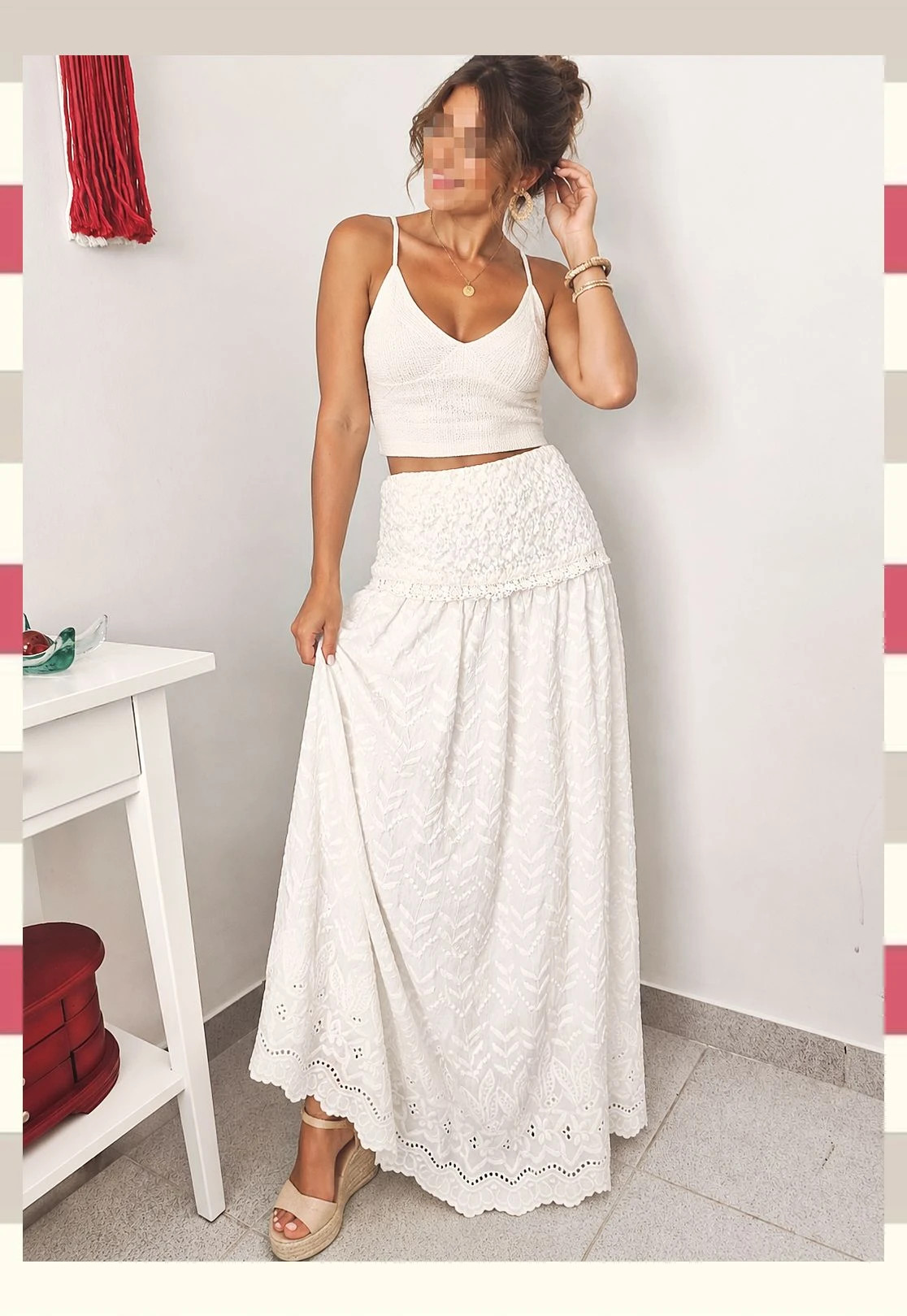 Falda larga blanca Marca Premium Ibiza OndadeMar – ONDADEMAR – taille S / 36 / 8 2