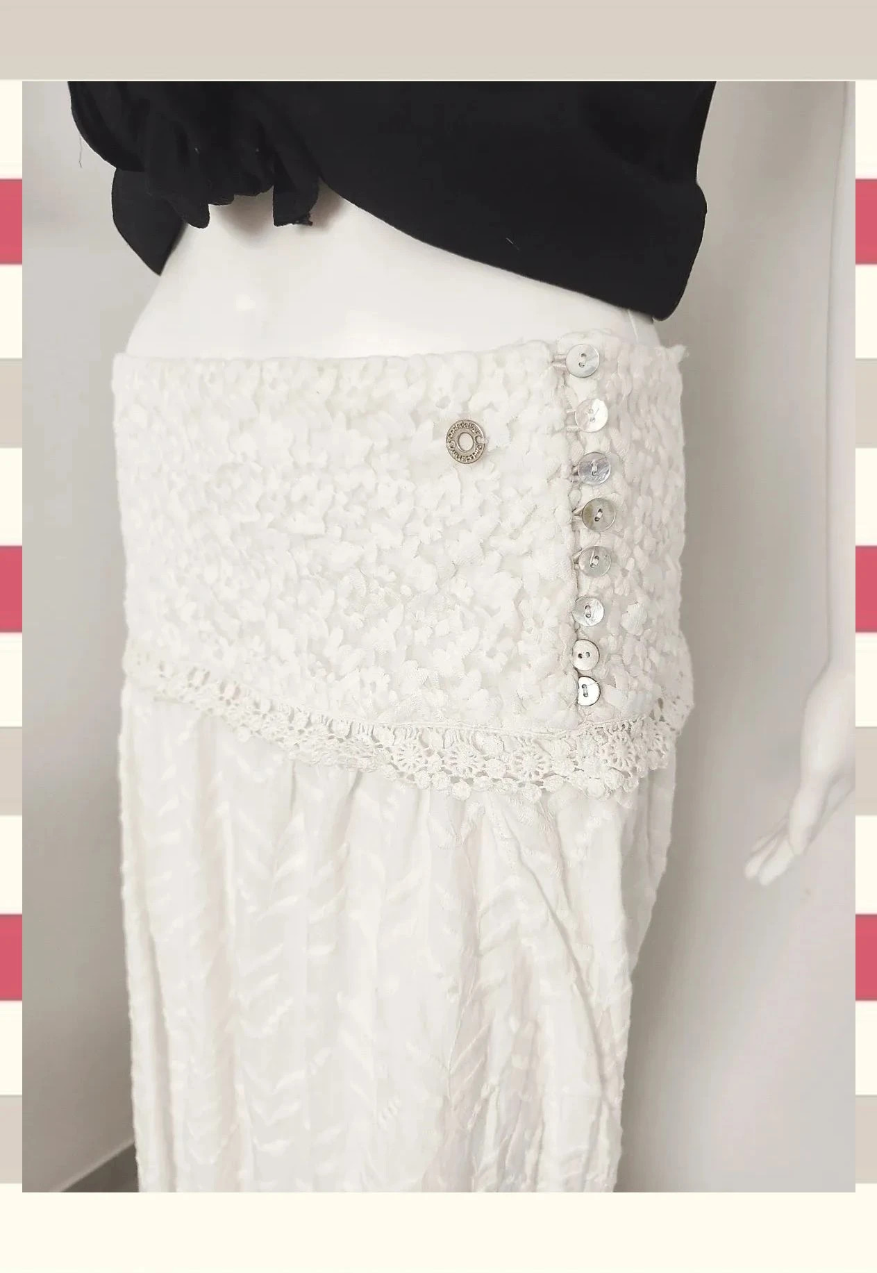 Falda larga blanca Marca Premium Ibiza OndadeMar – ONDADEMAR – taille S / 36 / 8 5