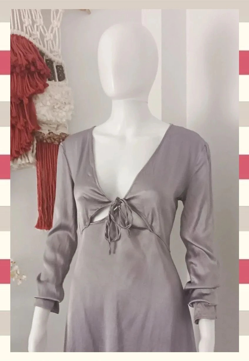 Precioso vestido de fiesta gris perla satinado/ metalizado – Zara – taille M / 38 / 10 4