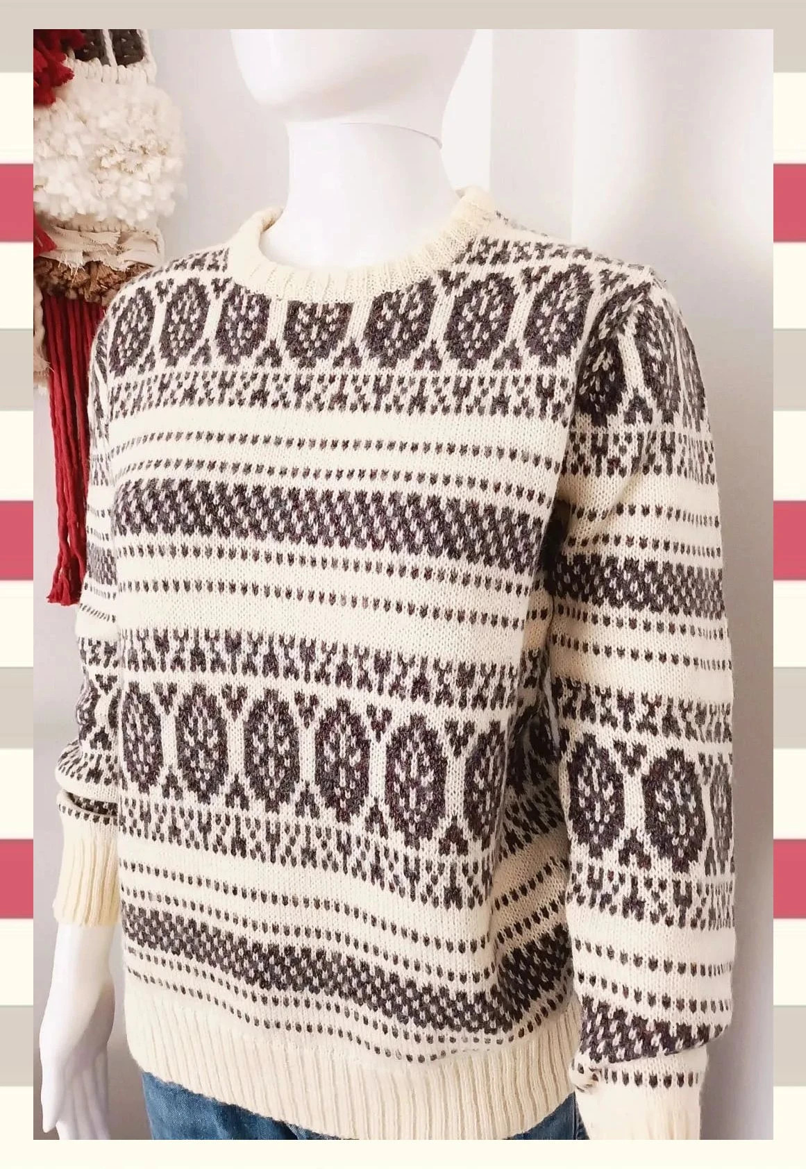 Jersey de Punto Estilo Nordico – Vintage Boutique – taille L / 40 / 12 3