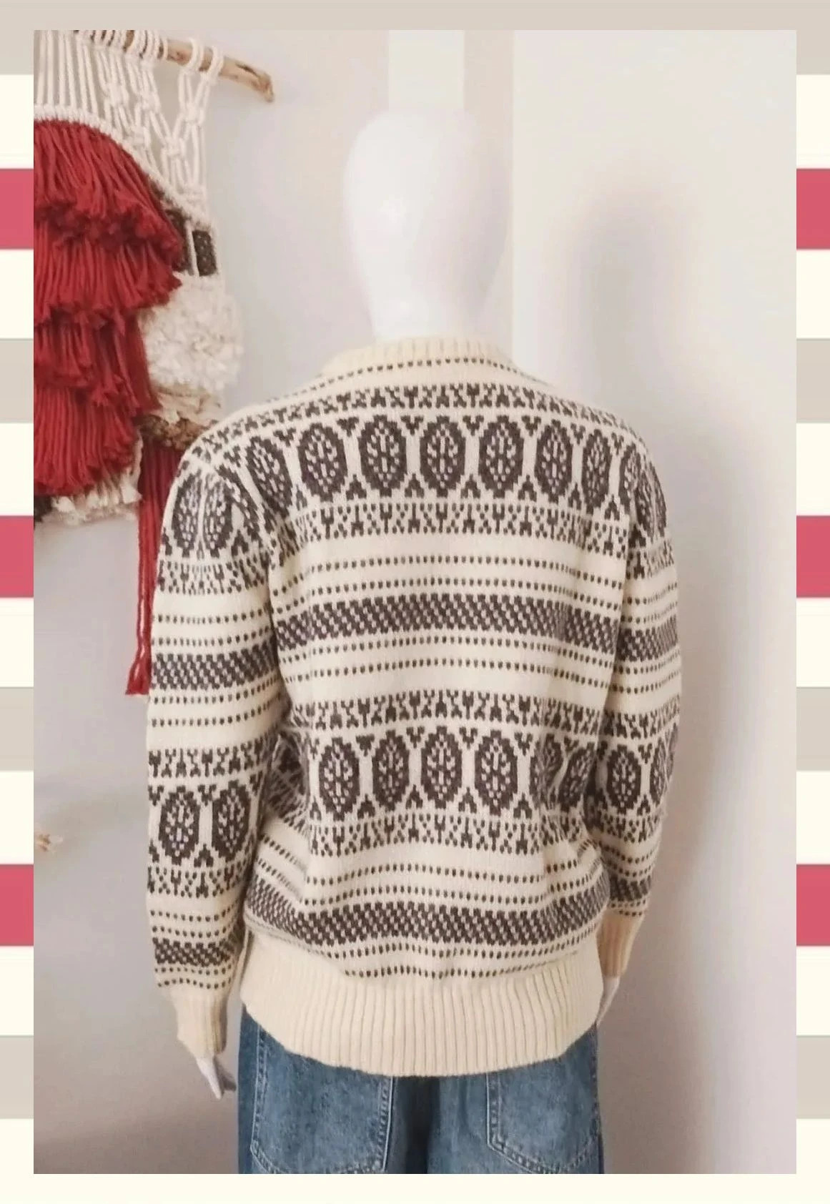 Jersey de Punto Estilo Nordico – Vintage Boutique – taille L / 40 / 12 2