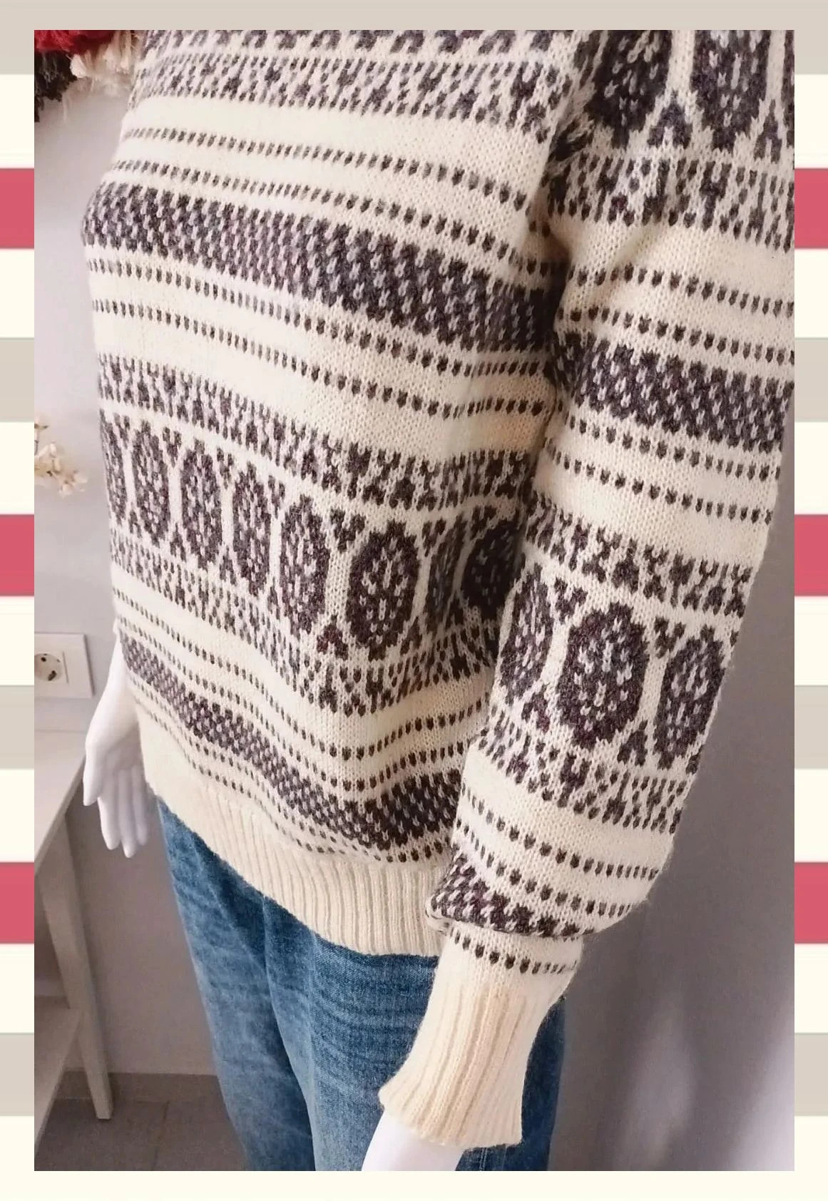 Jersey de Punto Estilo Nordico – Vintage Boutique – taille L / 40 / 12 4