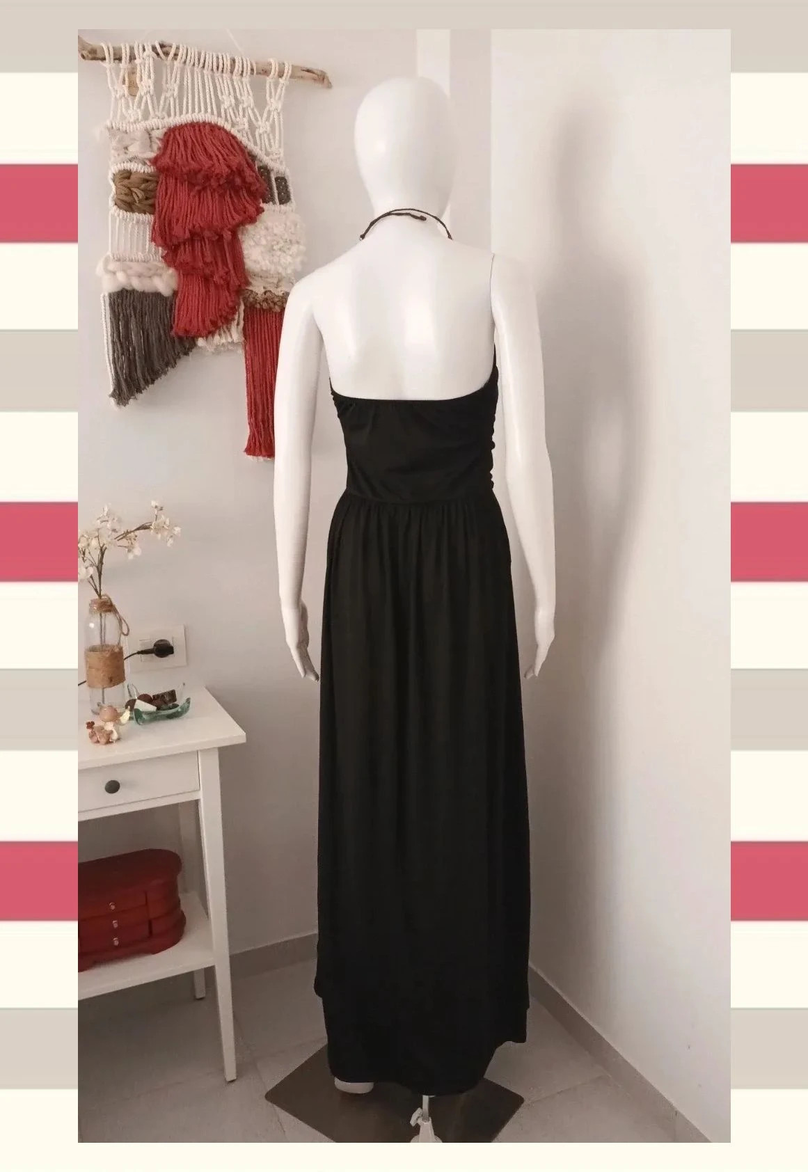 Vestido Largo Strapless Negro con Bolsillos – Vintage Boutique – taille M / 38 / 10 3