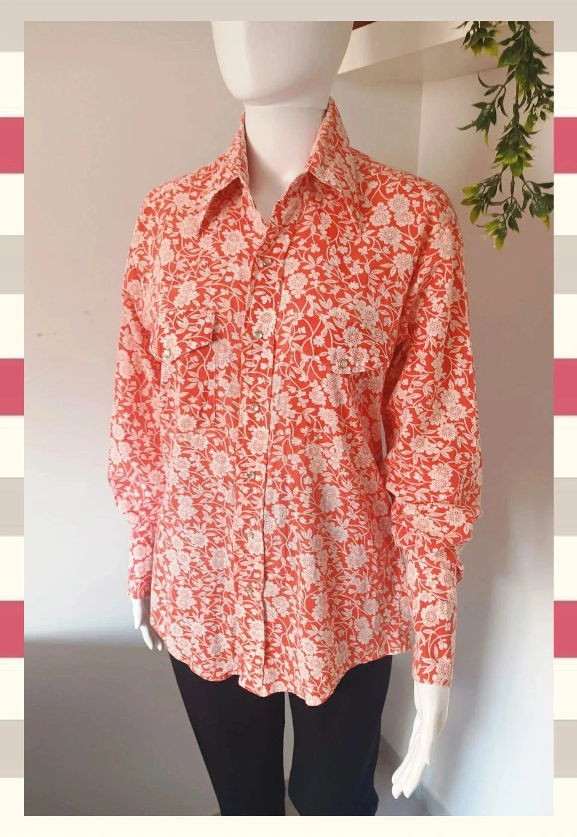 Camisa Western Vintage print retro T.44