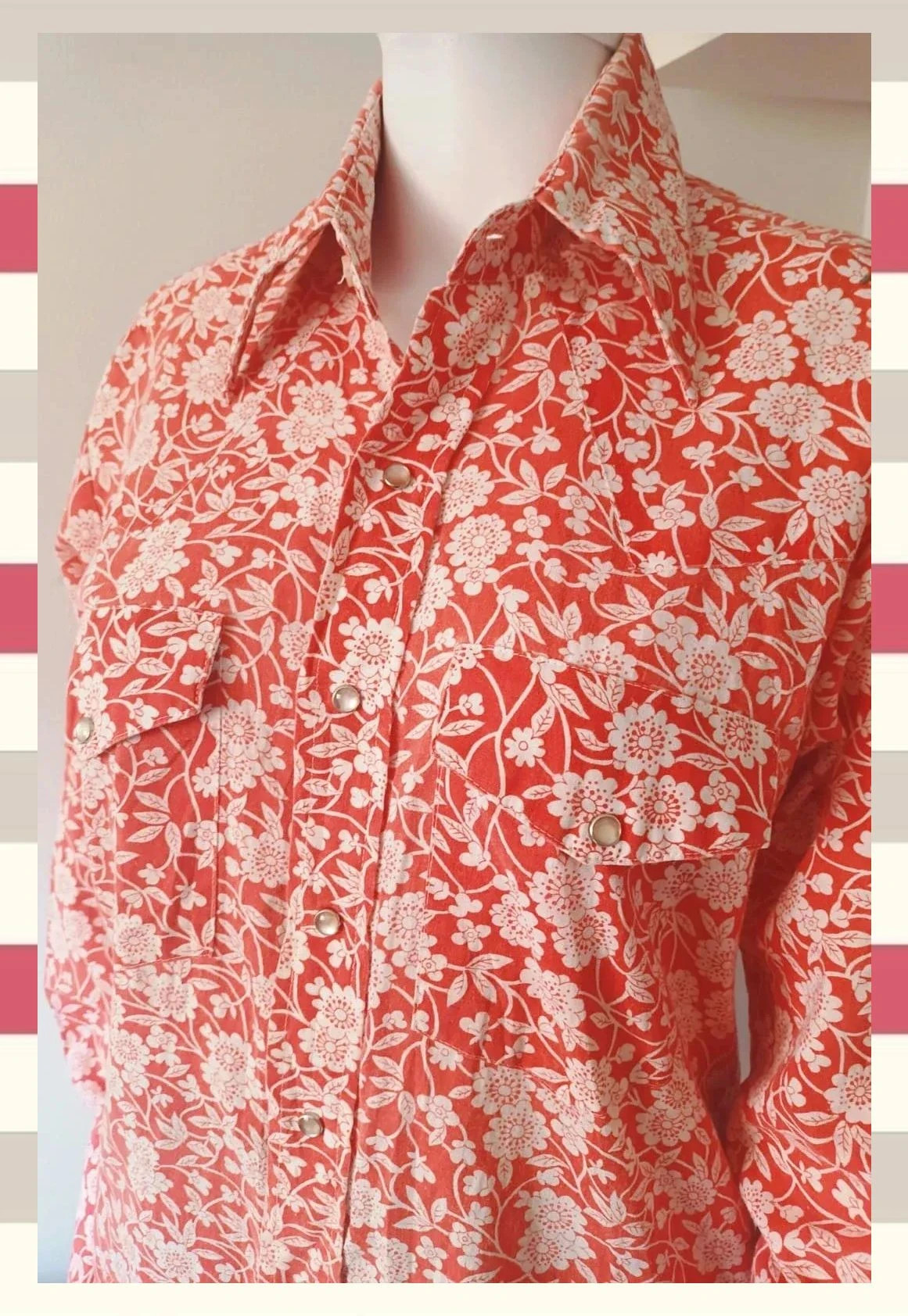 Camisa Western Vintage print retro T.44 – Boutique De La Femme – taille 4XL / 48 / 20 4
