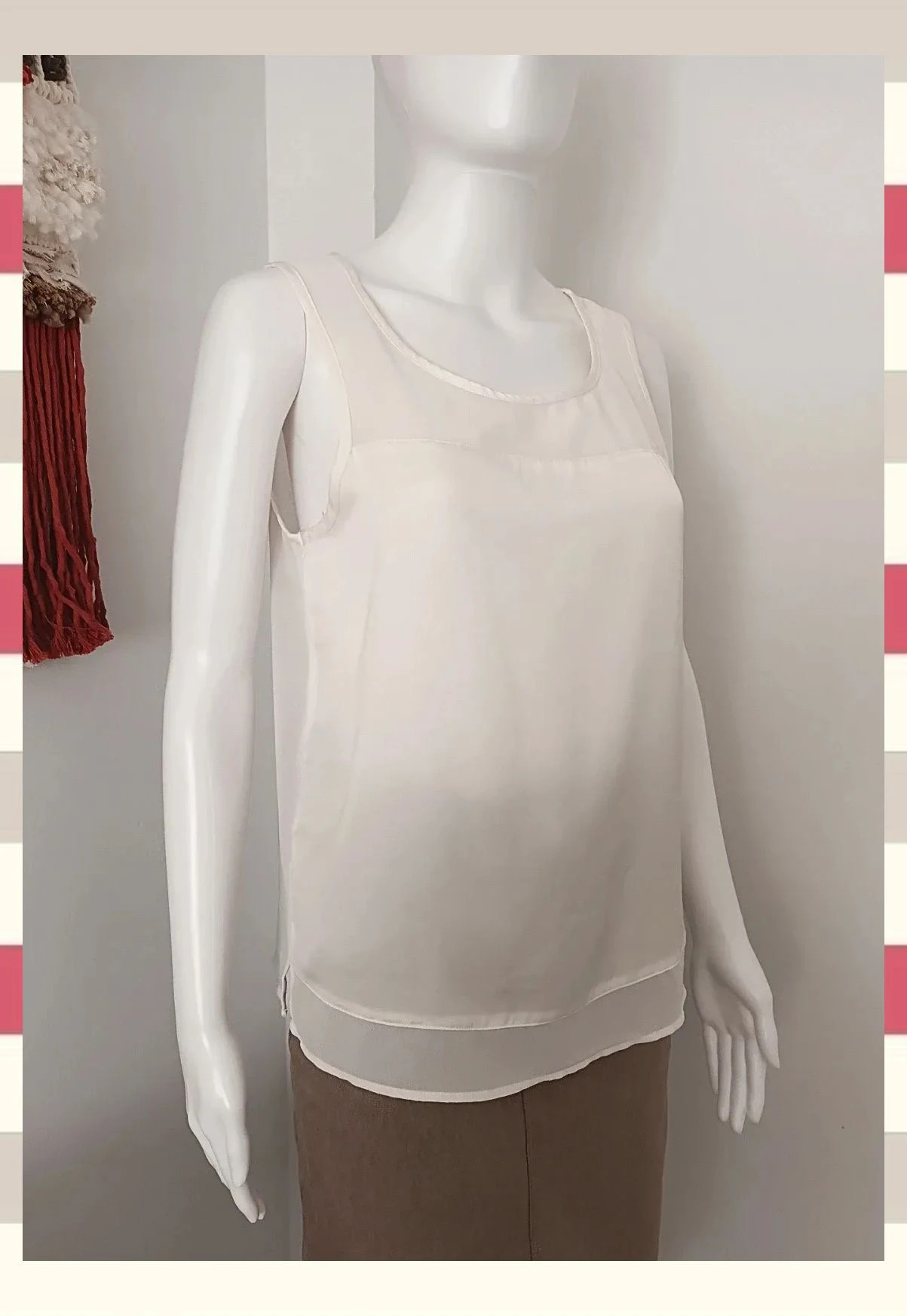 Blusa Básica Contraste Satinado y Gasa ONLY T.S