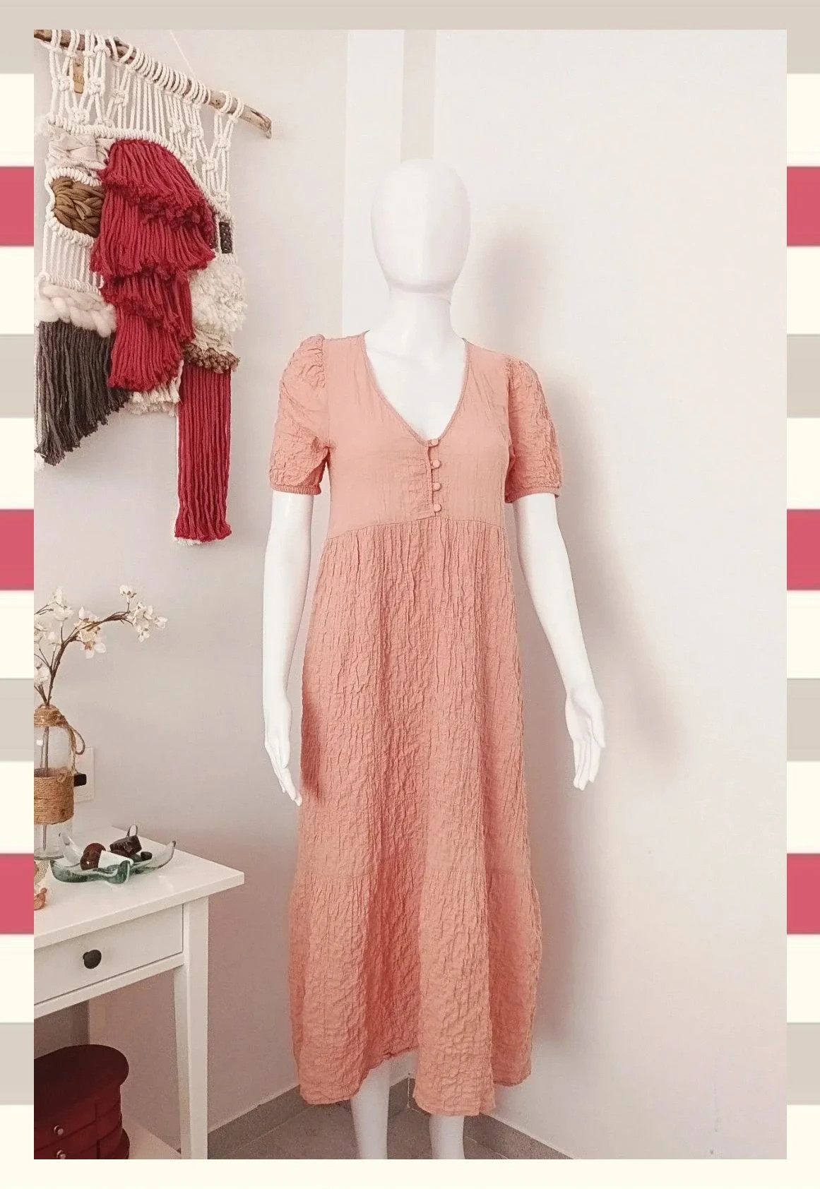 Vestido midi Pull&Bear Tono Arena /Maquillaje T.S – Pull & Bear – taille S / 36 / 8