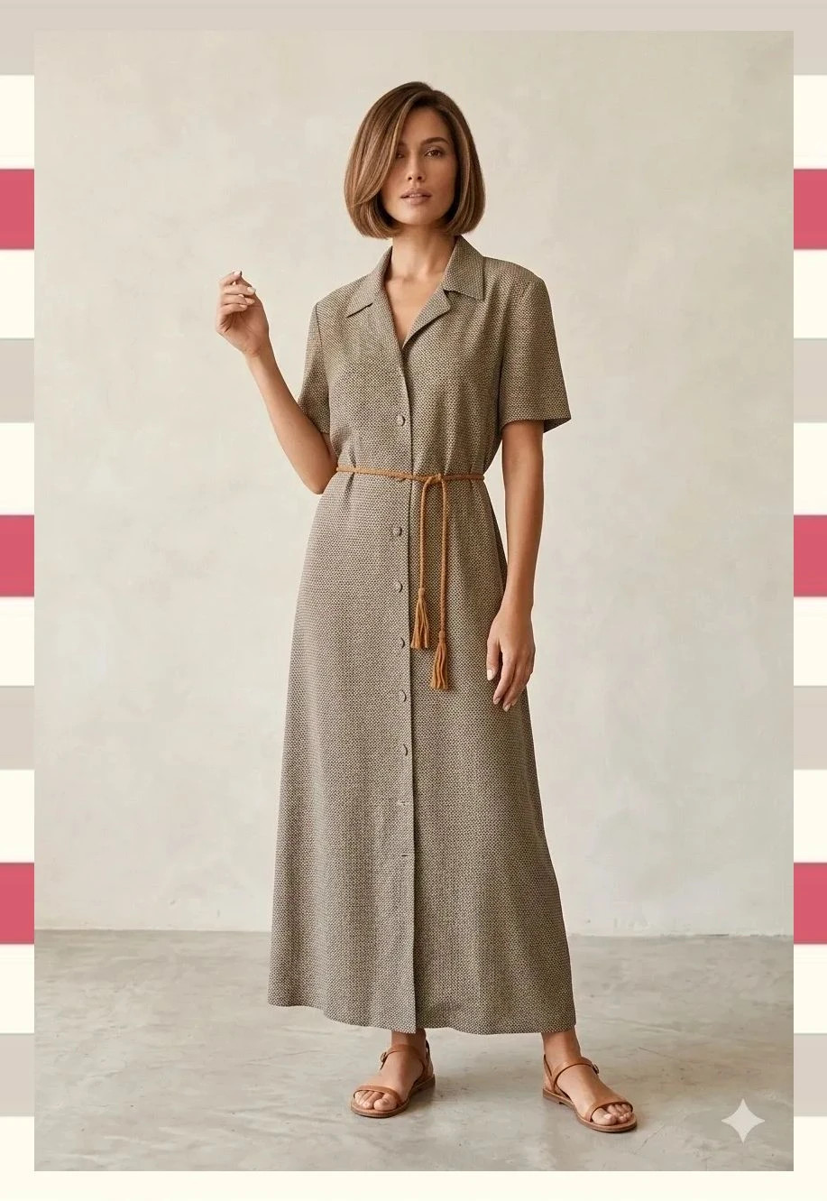 Vestido maxi camisero Leslie Fay Talla M/38 con cinturón – Leslie Fay – taille M / 38 / 10 3
