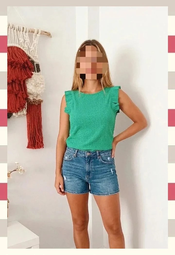 Top Verde Texturizado con Volantes by Vero Moda T.XS – Vero Moda – taille XS / 34 / 6 2