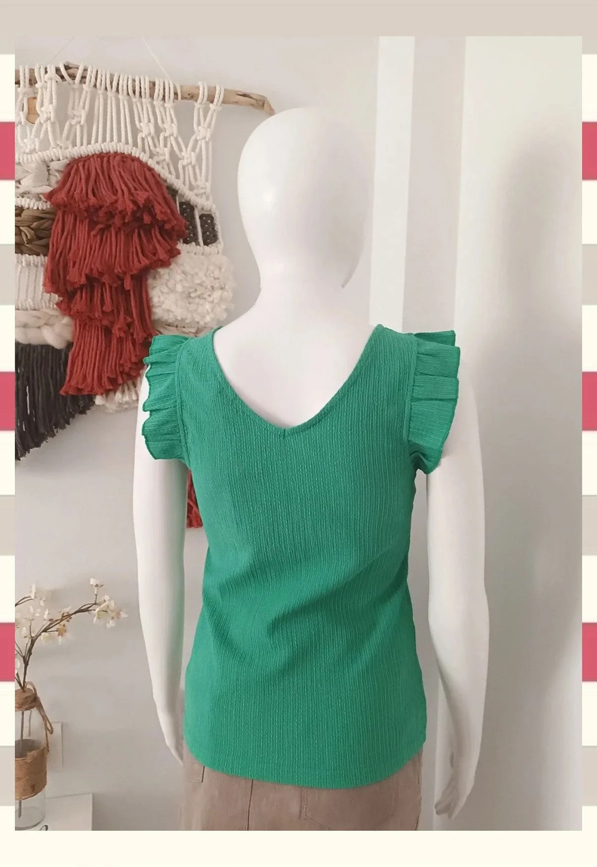 Top Verde Texturizado con Volantes by Vero Moda T.XS – Vero Moda – taille XS / 34 / 6 3