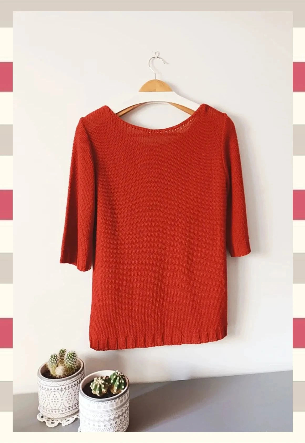 Jersey rojo La Boutique - manga corta, talla XL (42/14) punto trenzado – La Boutique – taille XL / 42 / 14 4