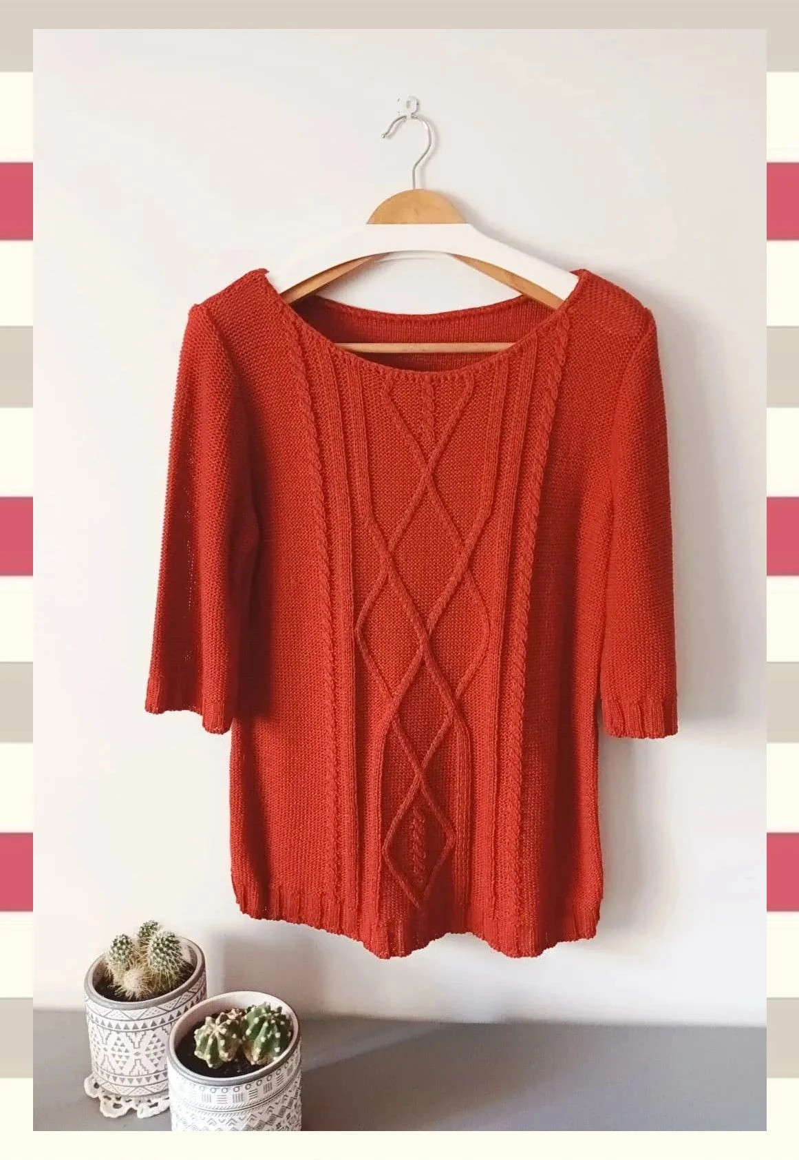 Jersey rojo La Boutique - manga corta, talla XL (42/14) punto trenzado