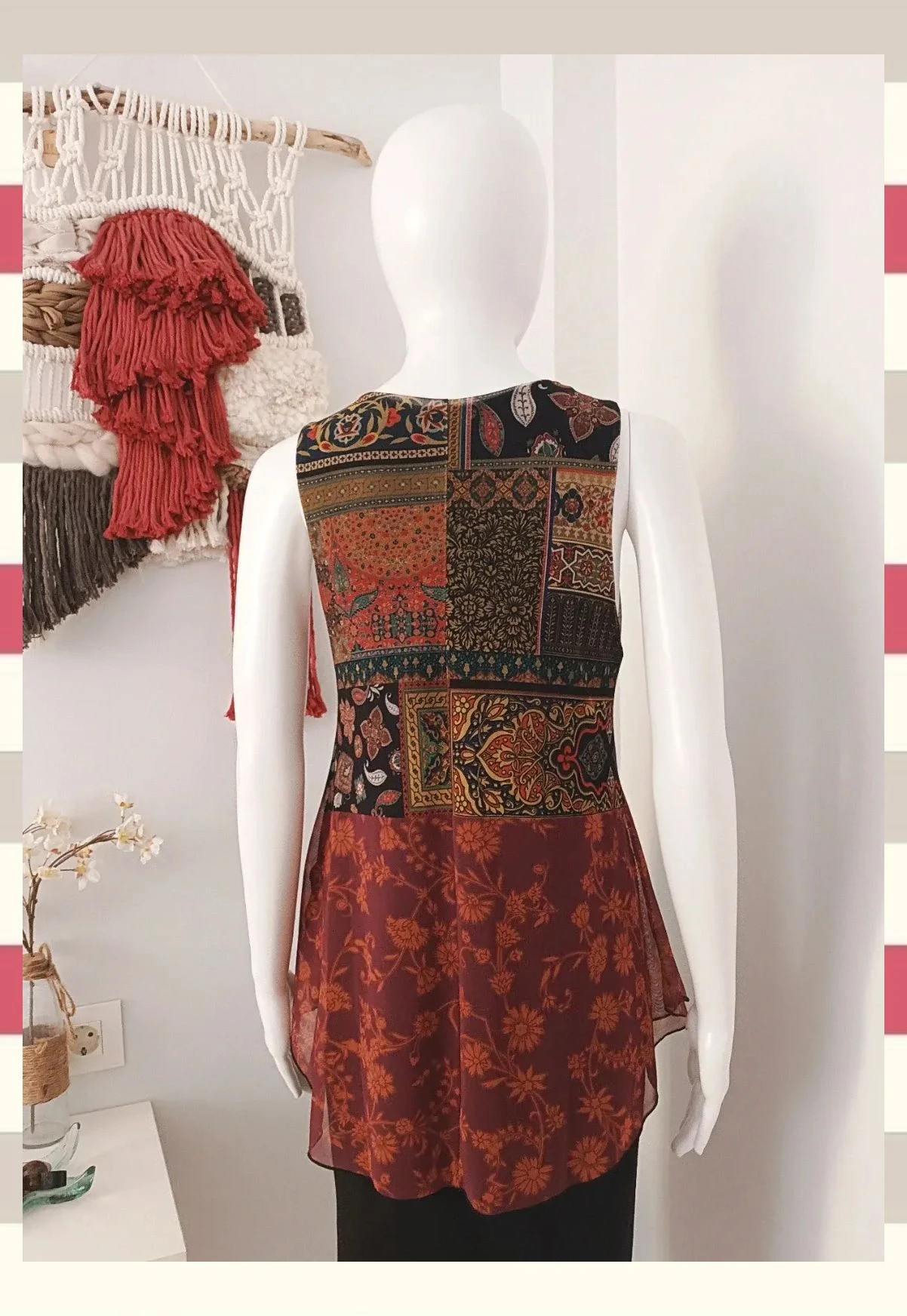 Top/túnica Desigual de Malla Estampado Etnico y Floral T.S. – Desigual – taille S / 36 / 8 2