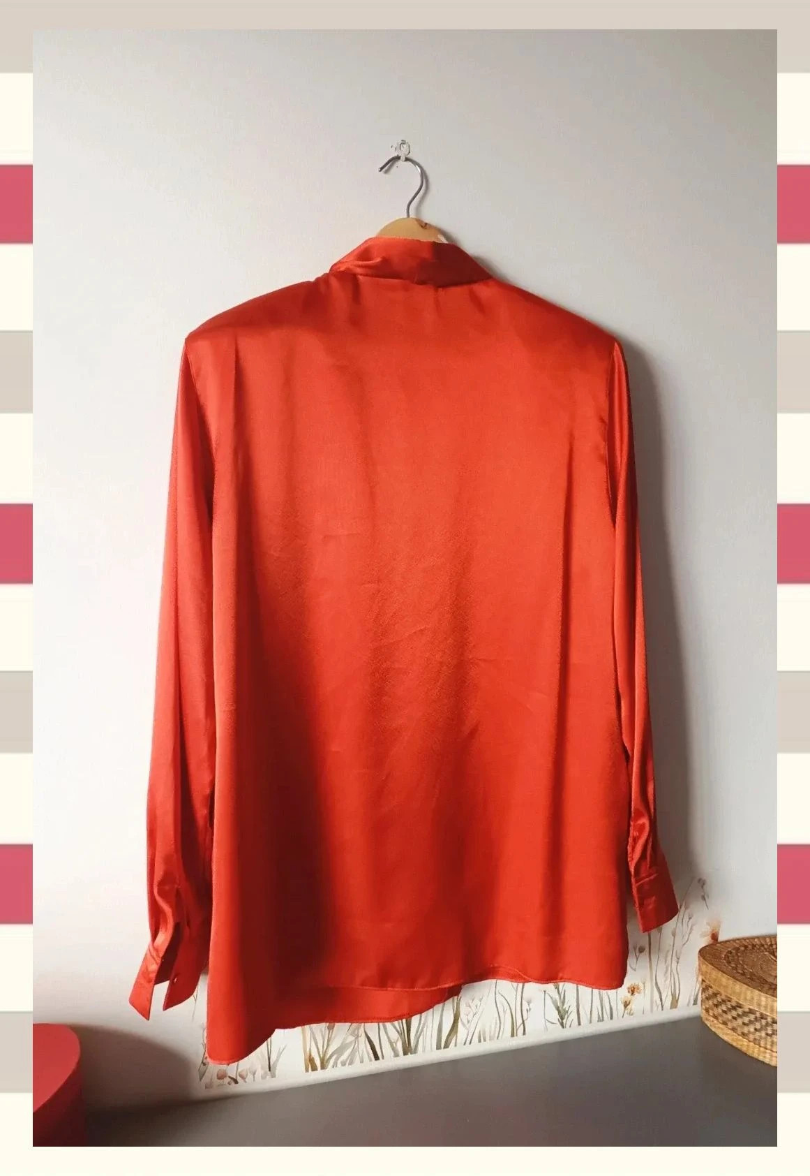 Blusa Satinada roja con Lazo T.42 – Vintage Boutique – taille XL / 42 / 14 2