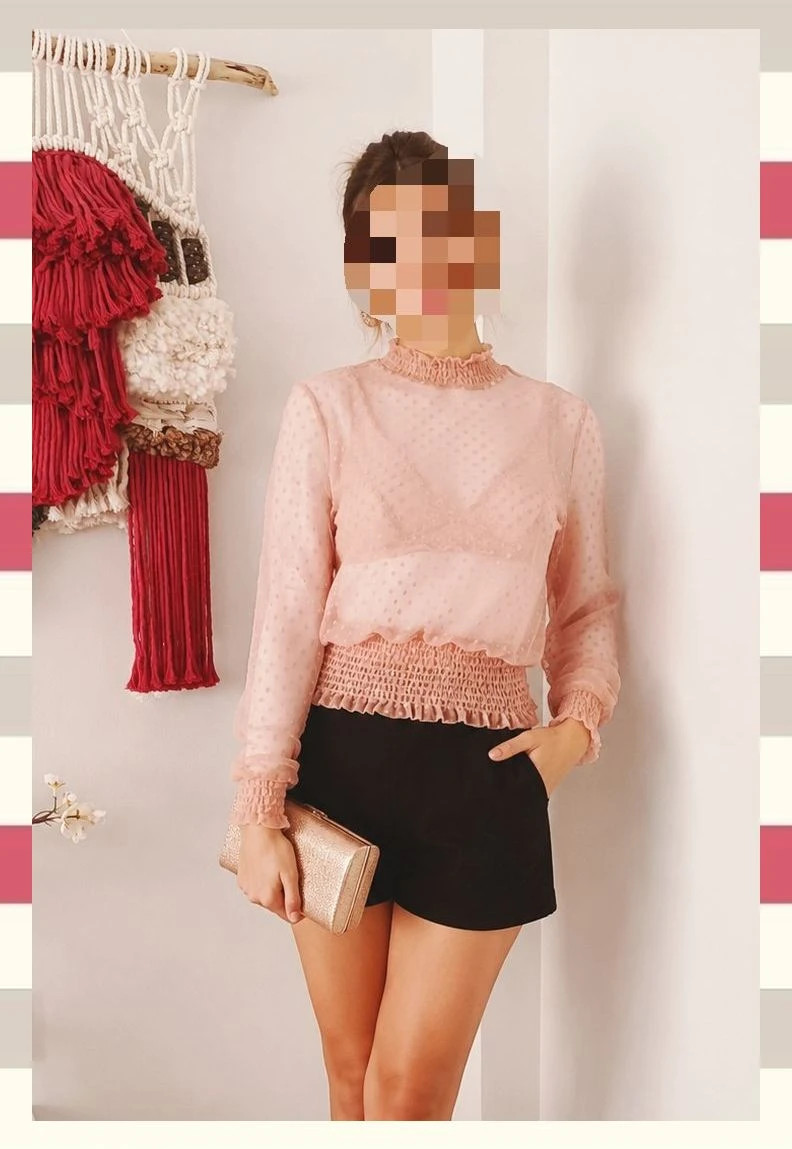 Blusa de Tul Semitransparente con Top de Encaje T.S – Inside – taille S / 36 / 8 2
