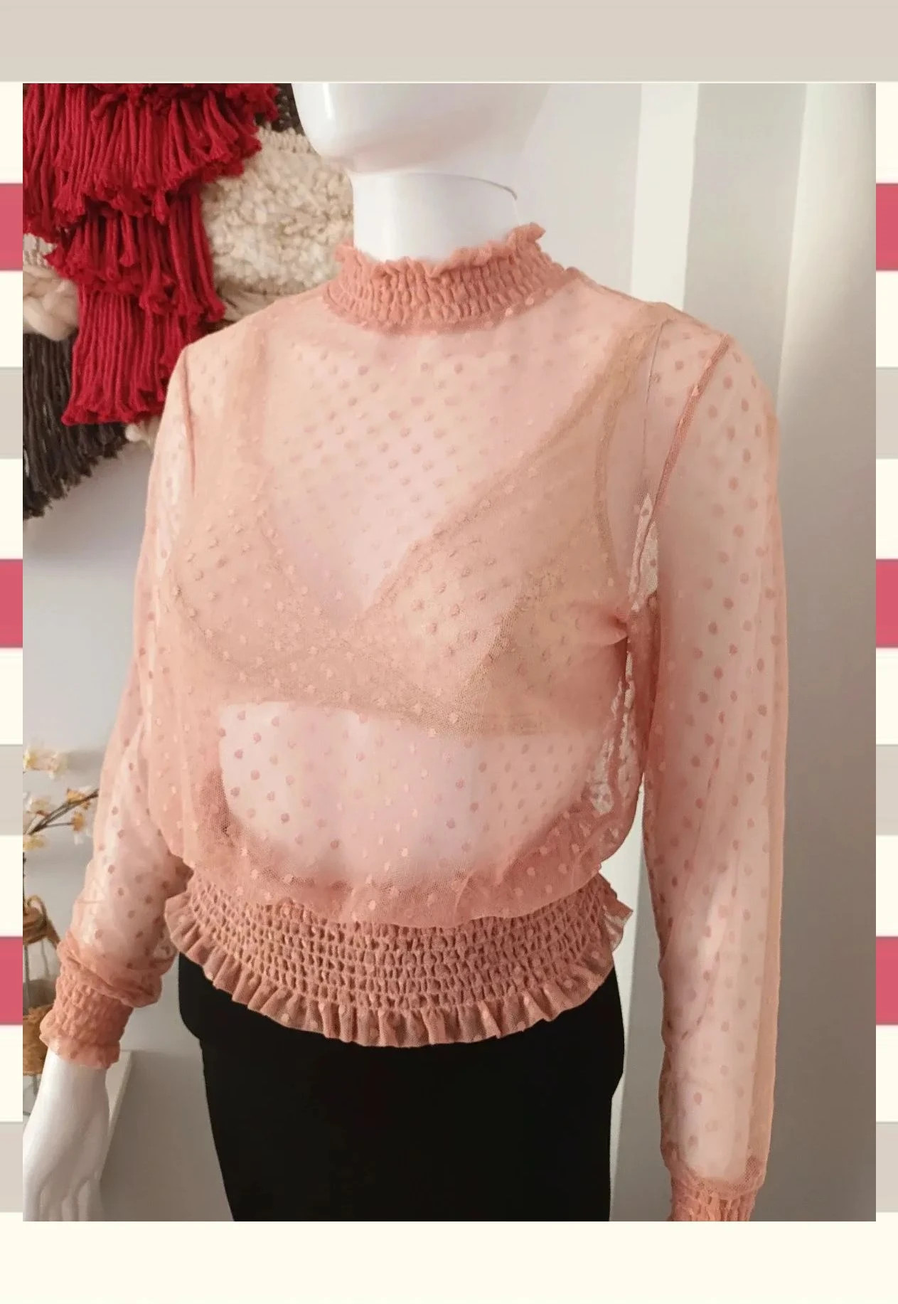 Blusa de Tul Semitransparente con Top de Encaje T.S – Inside – taille S / 36 / 8 4