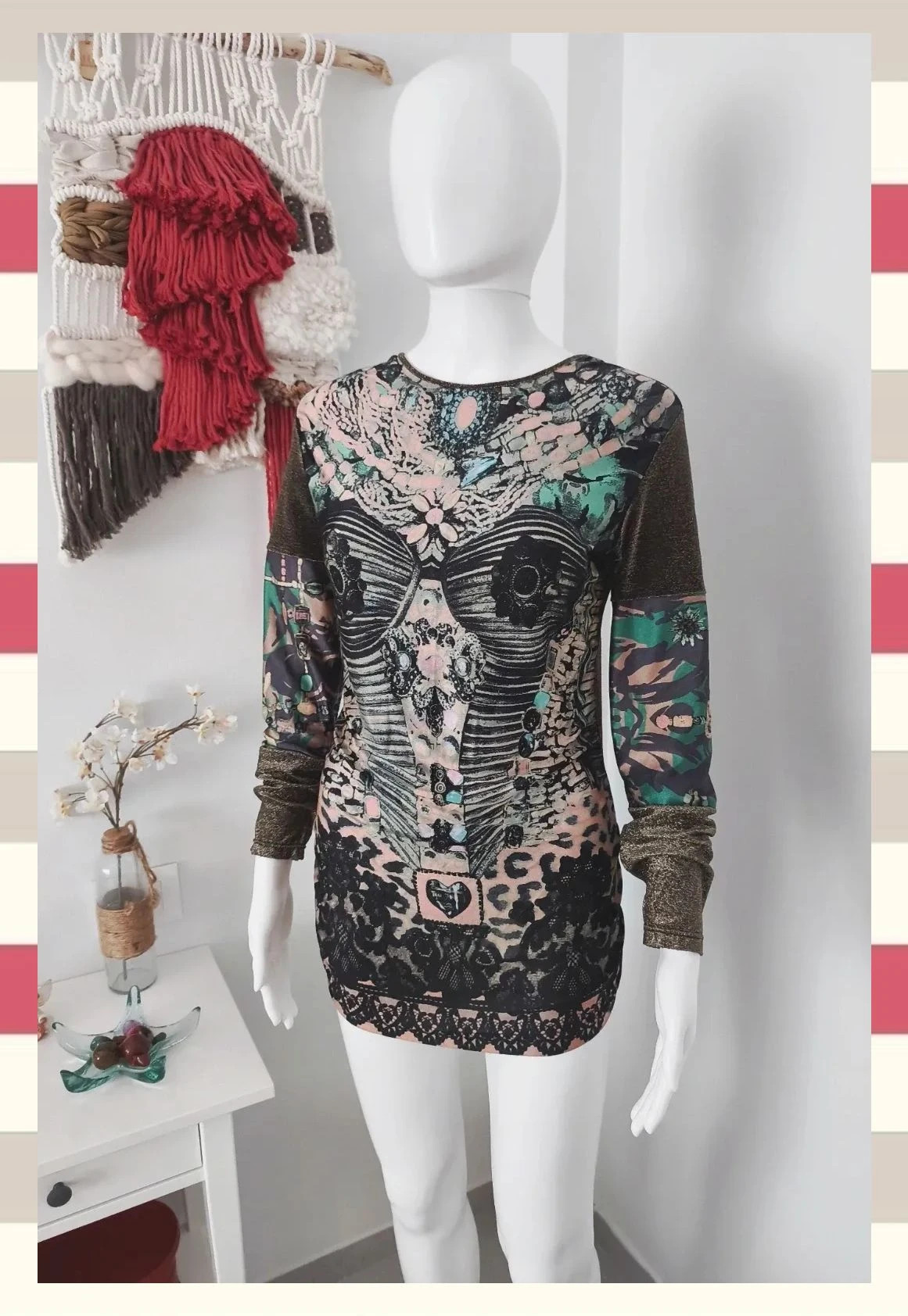 Camiseta/Vestido corto Bazar de Christian LaCroix T L. Edición Vintage/ Lurex