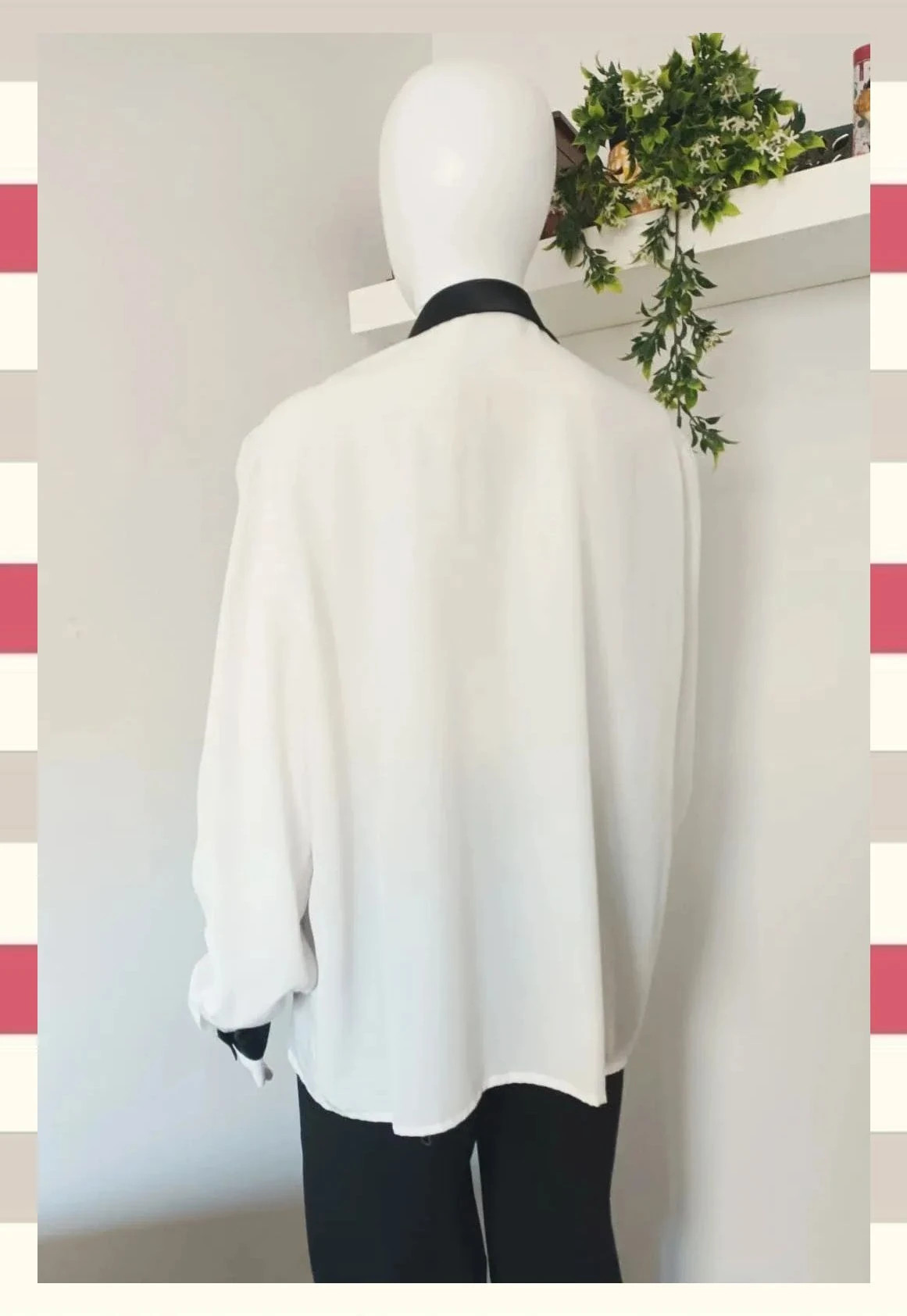 Elegante Blusa Vintage Blanco y Negro Estilo Retro Chic – Cadeneta – taille XXL / 44 / 16 3