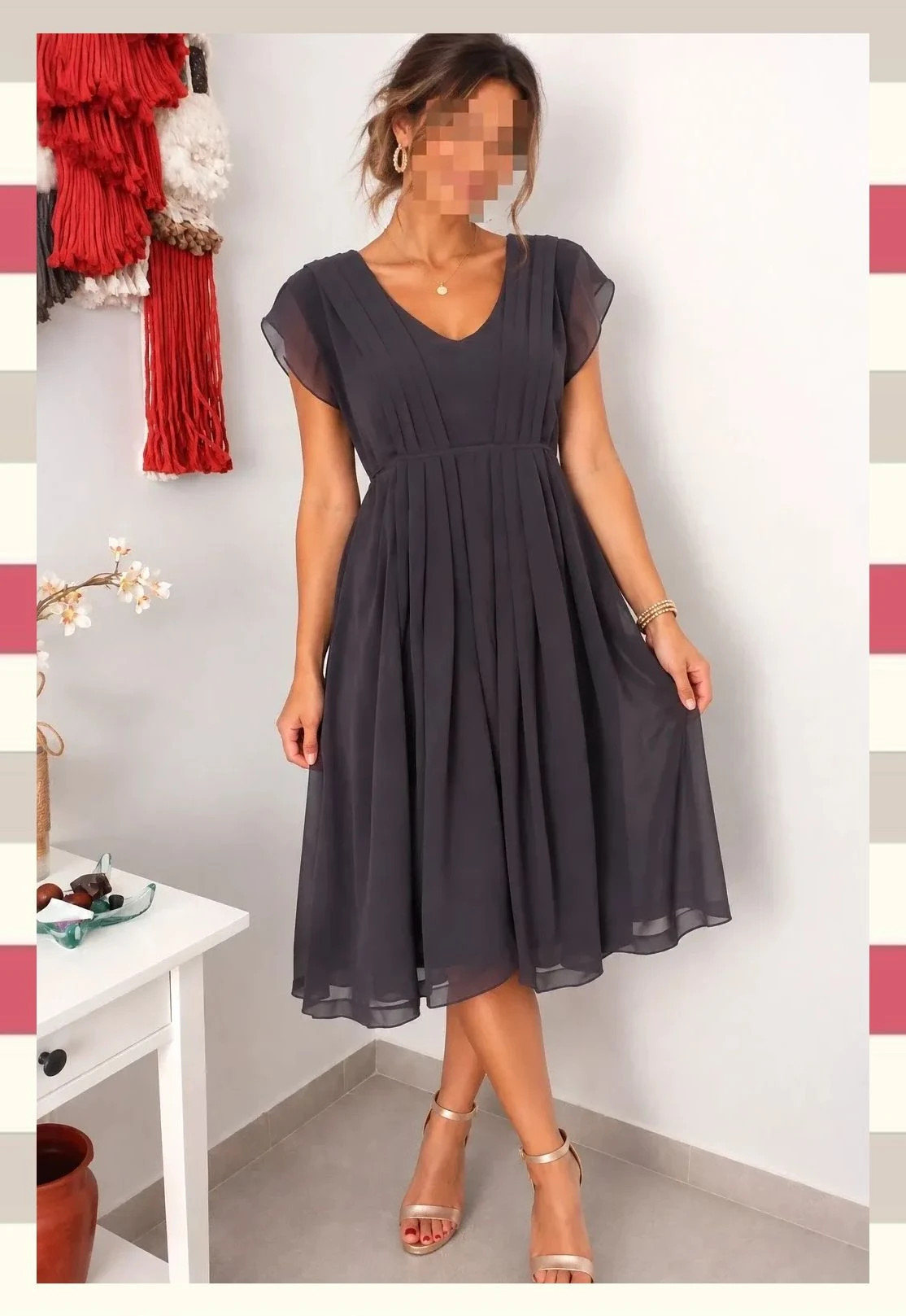 Vestido Invitada Gris Antracita T.XL Usado una vez – ML STYLE – taille XL / 42 / 14 3