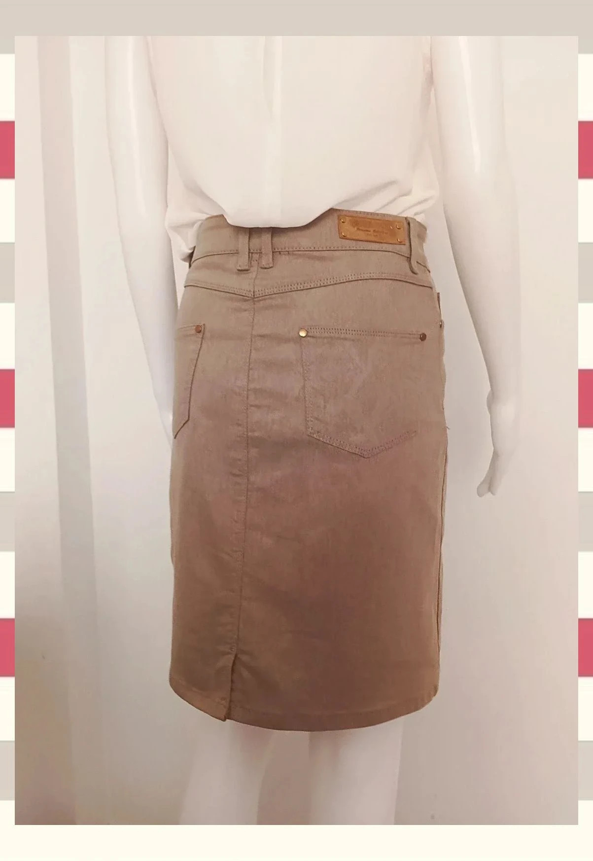 Falda lápiz beige Cortefiel T.36 (S) - corte recto, muy buen estado 👗 – Cortefiel – taille S / 36 / 8 2