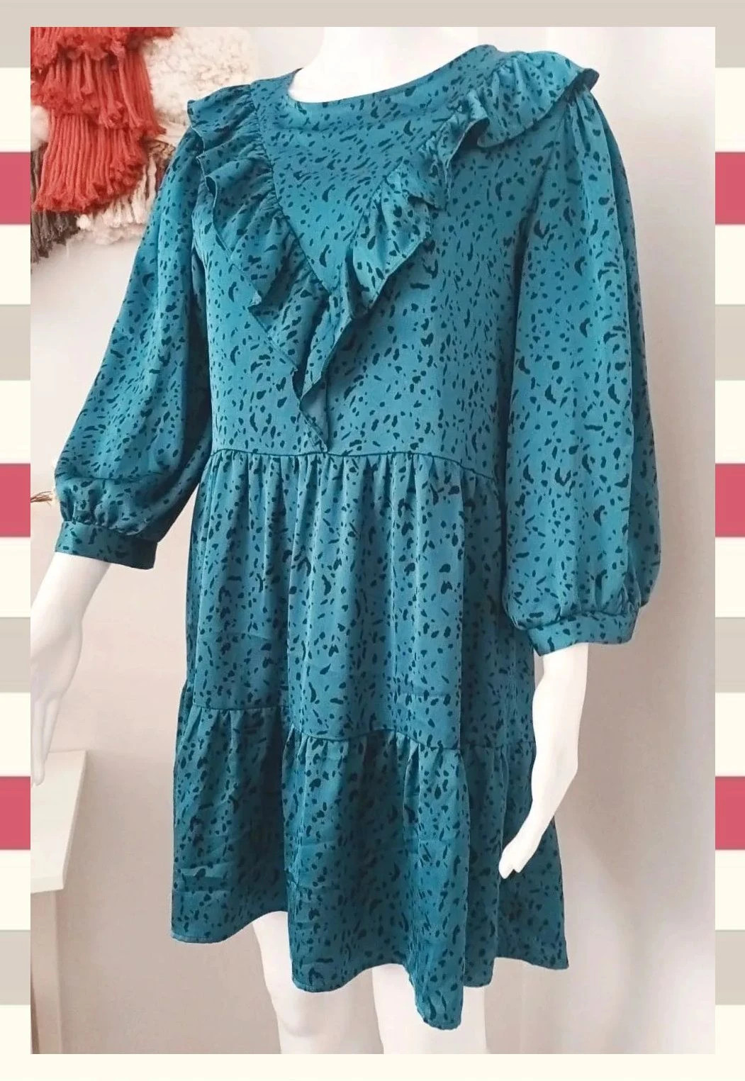 Vestido mini Zara Satinado con volantes y manga abullonada T. L – Zara – taille L / 40 / 12 3