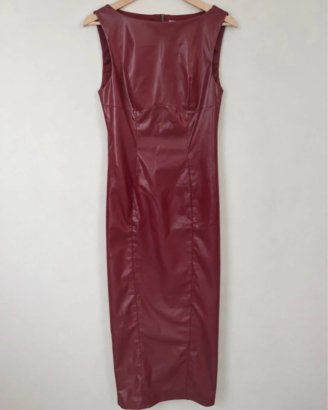 Robe midi SHEIN bordeaux effet cuir – Taille M / 38 – Neuve