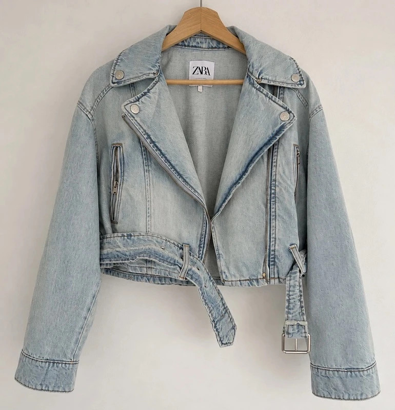 Veste biker Zara en jean bleu clair taille S – Zara – taille S 2