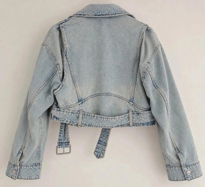 Veste biker Zara en jean bleu clair taille S – Zara – taille S 3