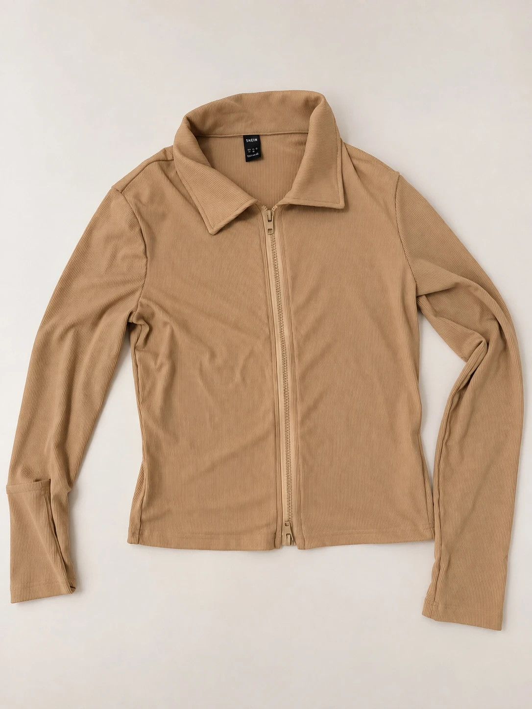 Ensemble SHEIN beige côtelé veste zippée + legging taille M – Shein – taille M 2