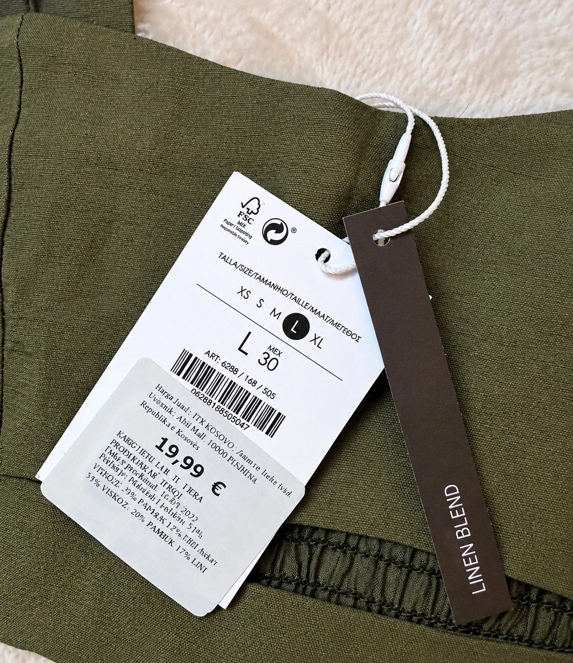 Top crop Zara en lin kaki – Taille L – neuf avec étiquette – Bershka – taille L 2
