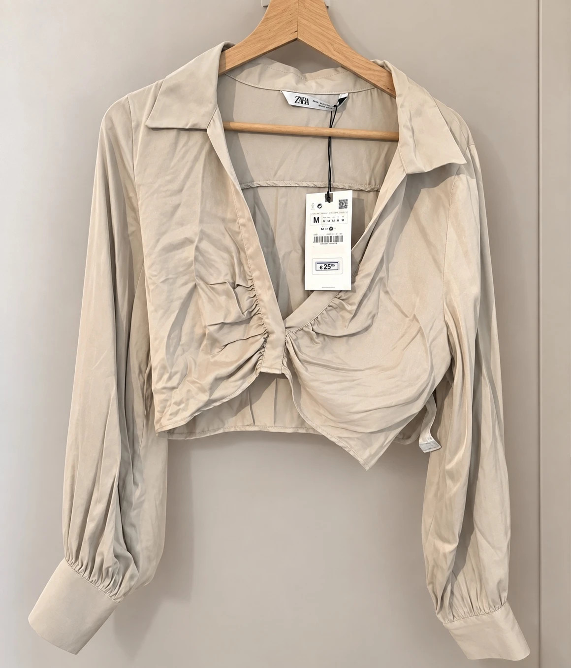 Top chemisier Zara beige drapé court – Taille M – Zara – taille M 2