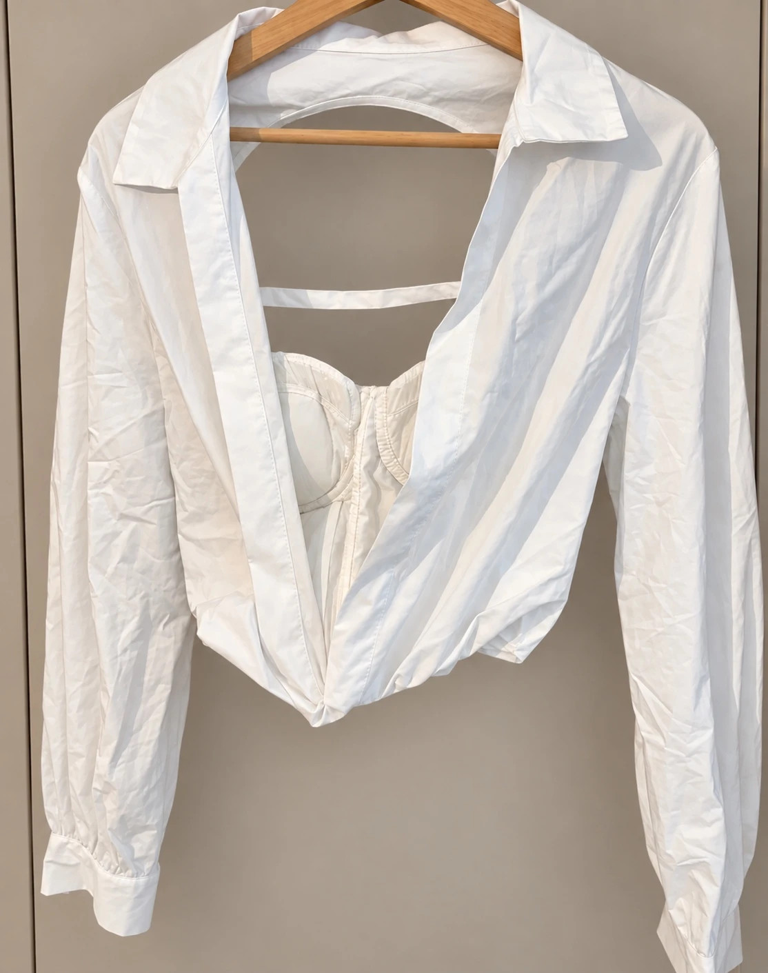 Top chemise corset Bershka blanc dos ouvert – Taille M – Bershka – taille M 2