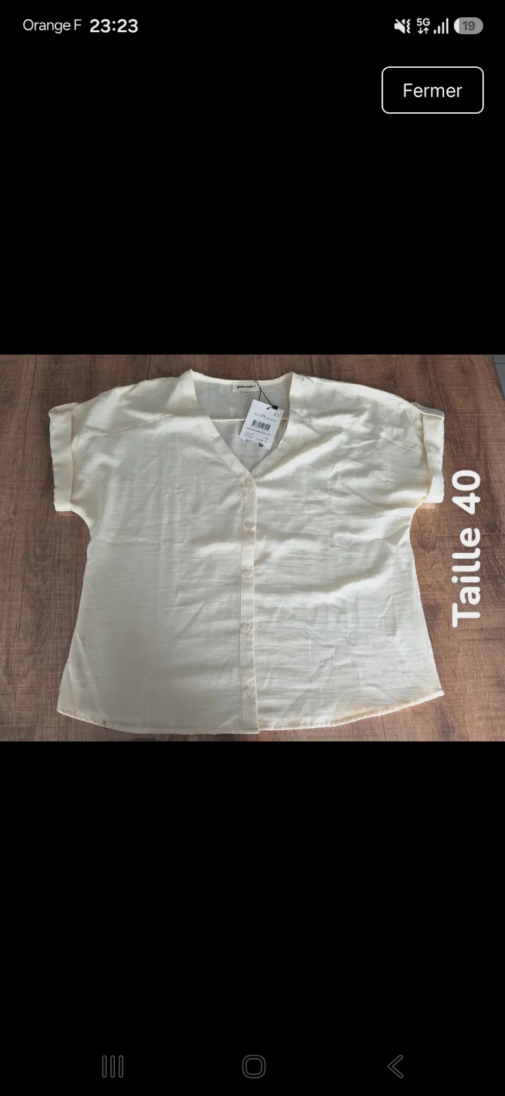 Chemisier fluide écru à manches courtes Taille 40 – Grain de Malice – taille L 3