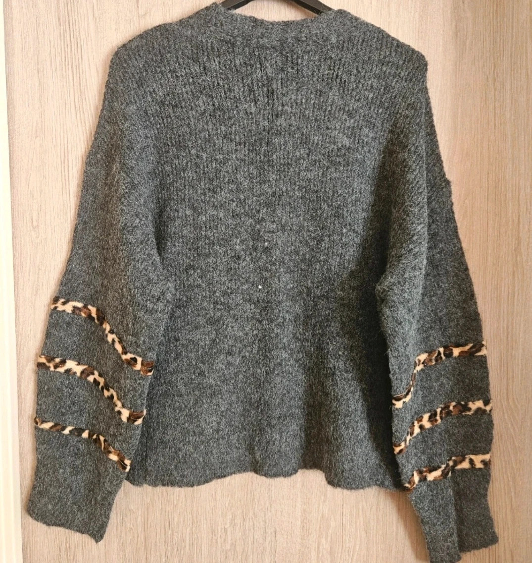 Cardigan doux avec cachemire et details leopard - taille unique 38 au 42 – Boutique Parisienne – taille L / 40 / 12 3