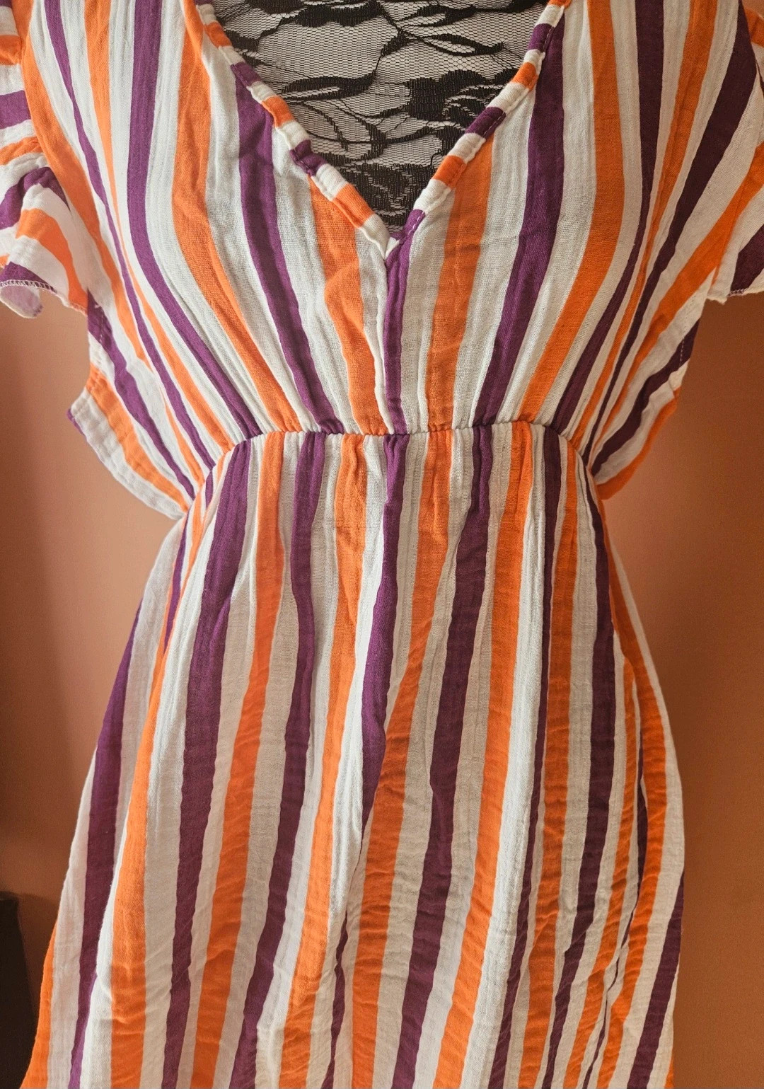 🧡Jolie robe en coton motifs rayures - TU 36 au 42 - Made in Italy🧡 – made in ltaly – taille L / 40 / 12 3