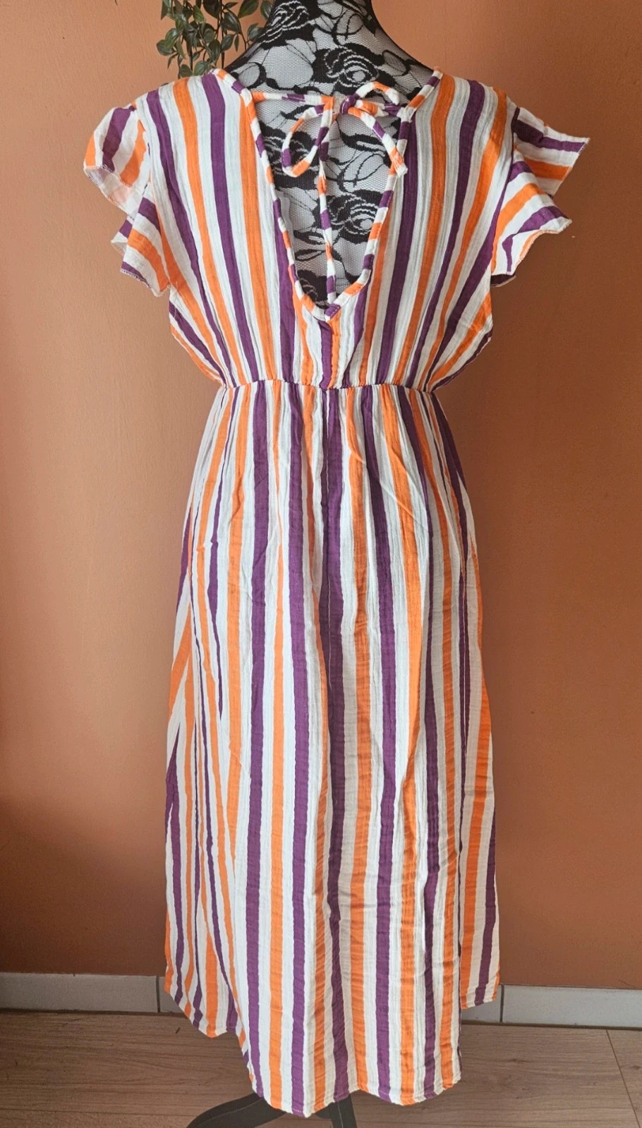 🧡Jolie robe en coton motifs rayures - TU 36 au 42 - Made in Italy🧡 – made in ltaly – taille L / 40 / 12 5