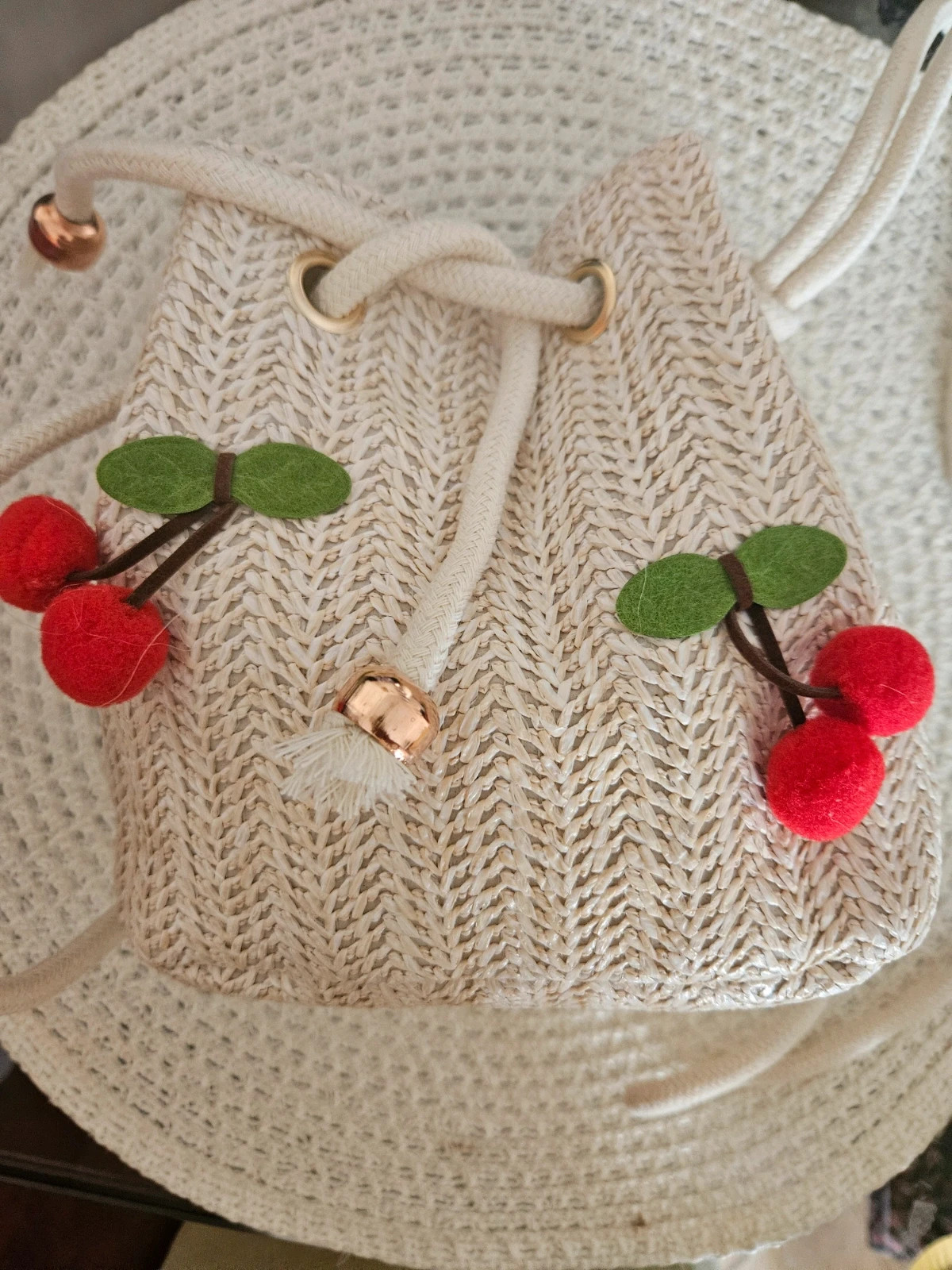 Sac en paille tissée 🍒 – Boutique privée 5